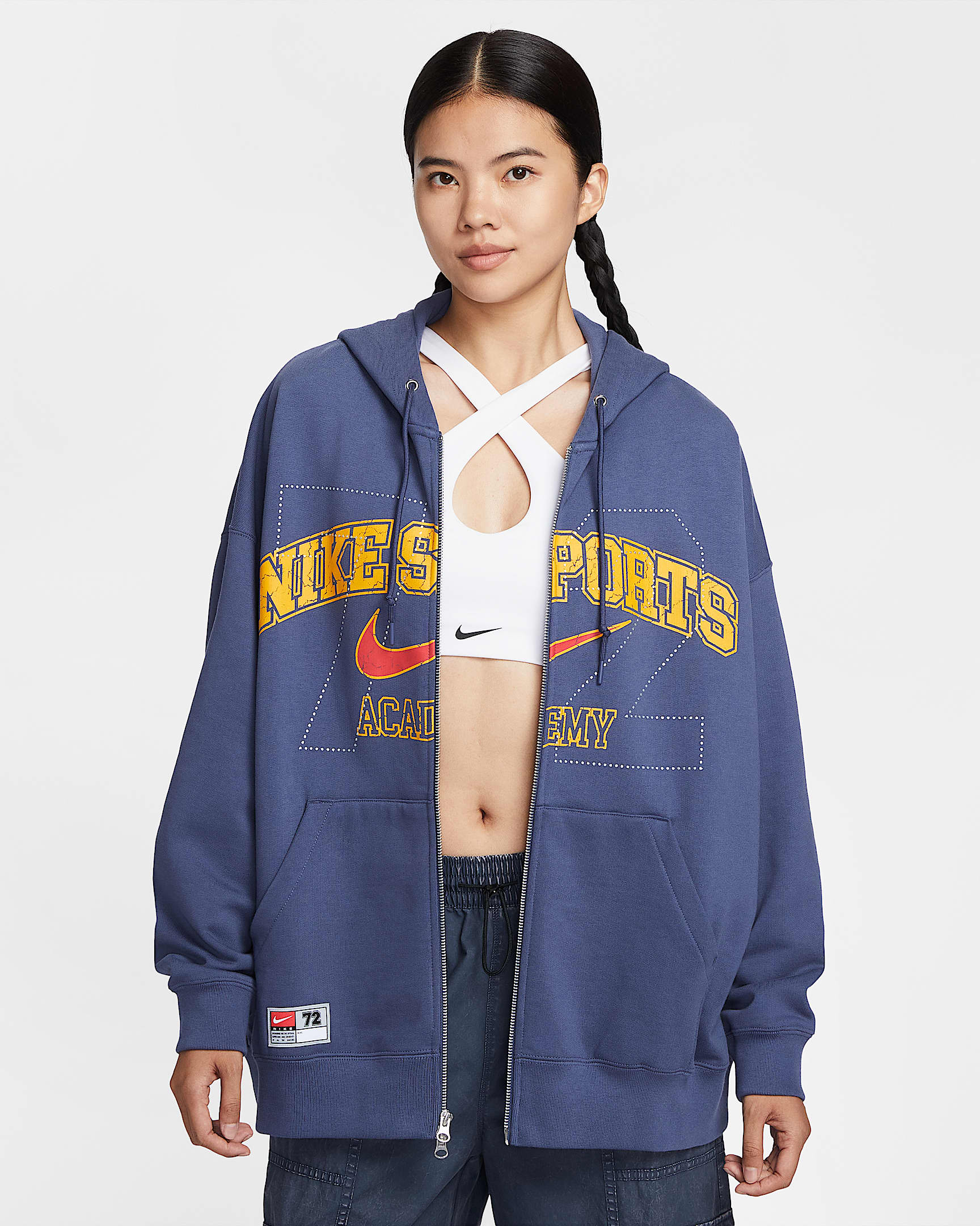 Nike Sportswear 女子 Oversize 风针织全长拉链开襟连帽衫 - 沙紫