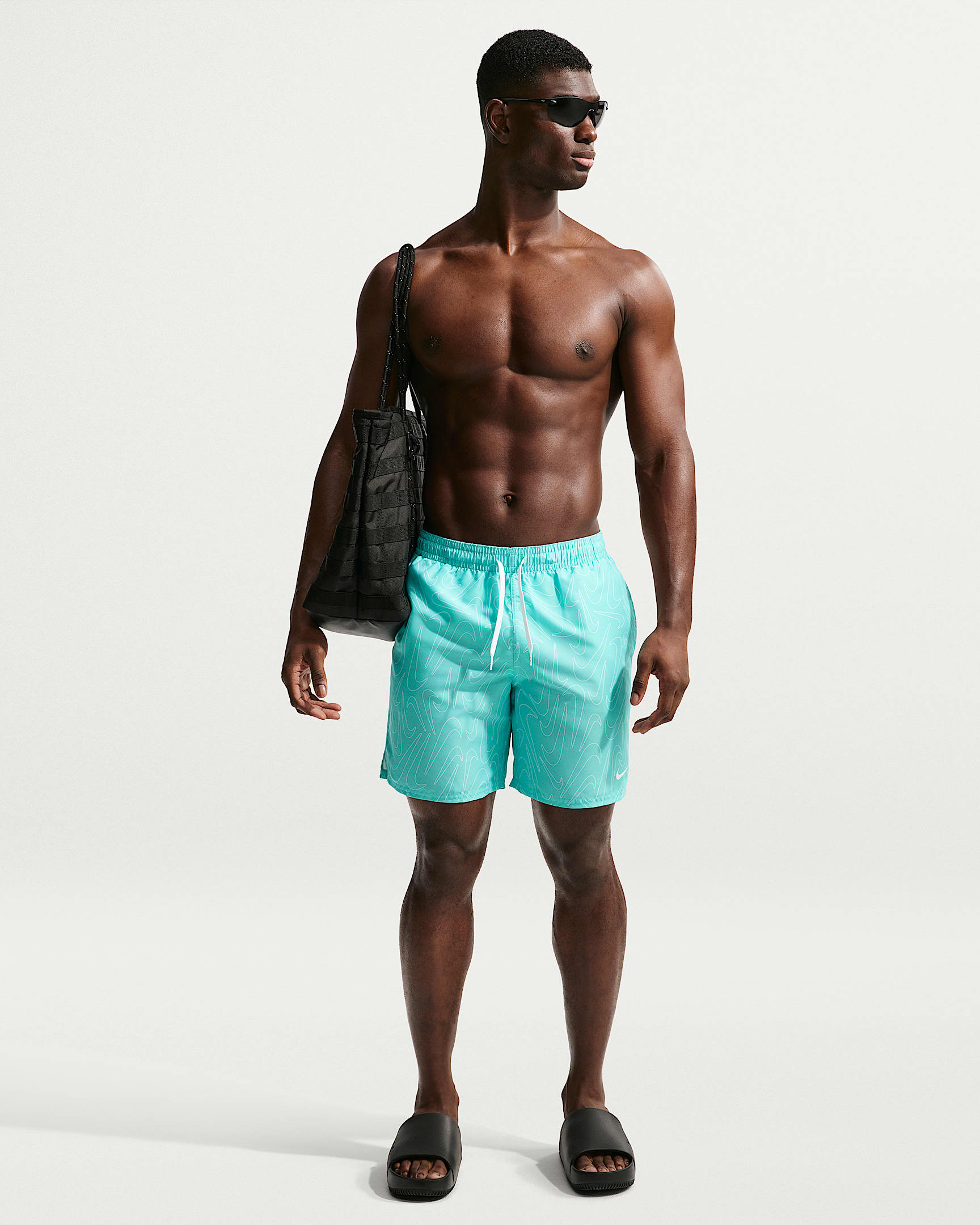 Nike Swim Breaker 男子沙滩短裤（含衬裤） - 漂白宝石绿/漂白宝石绿/白色/白色