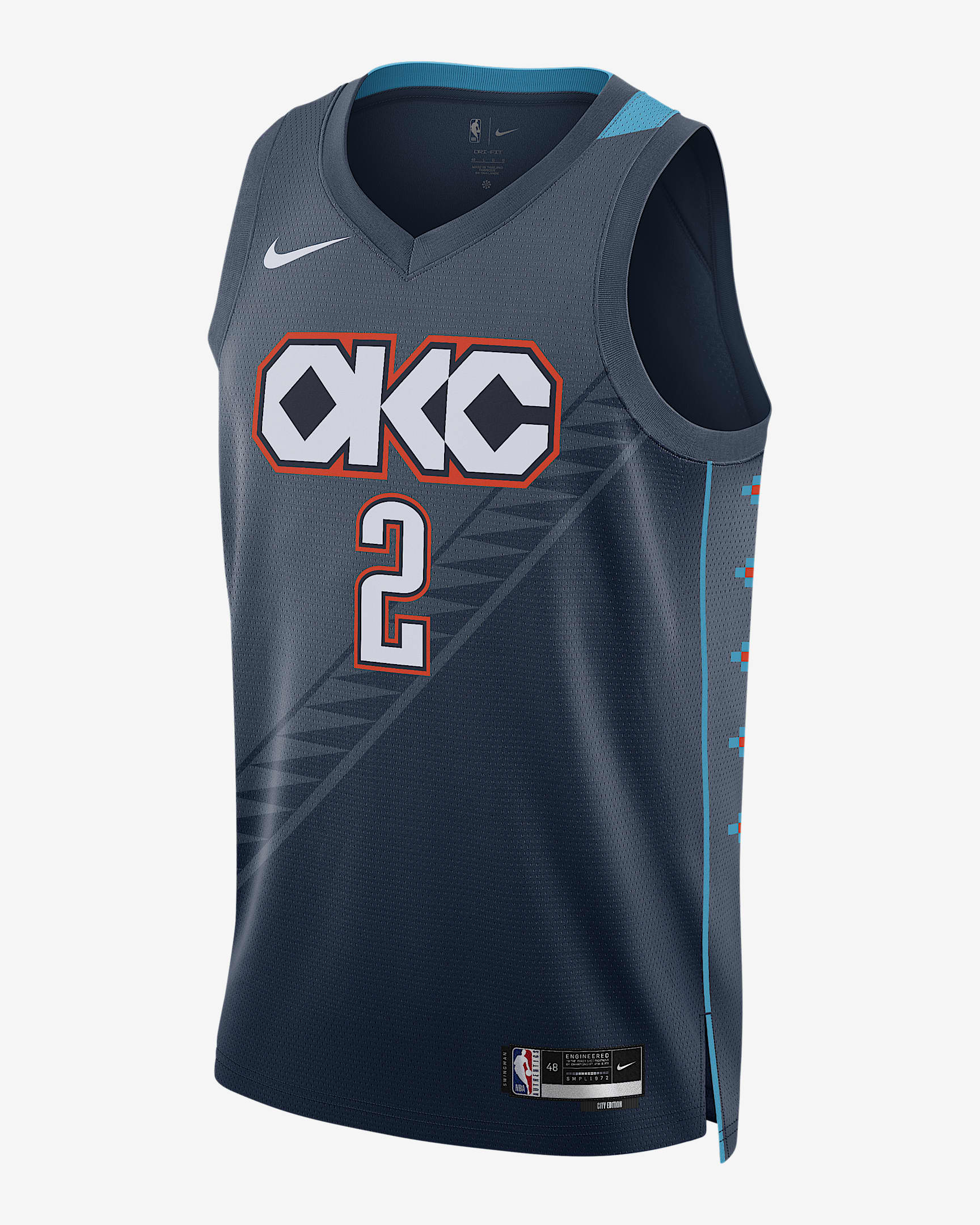 俄克拉荷马城雷霆队谢伊·吉尔杰斯-亚历山大 (Shai Gilgeous-Alexander ) City Edition Nike NBA Swingman Jersey 男子速干球衣 - 闪电蓝