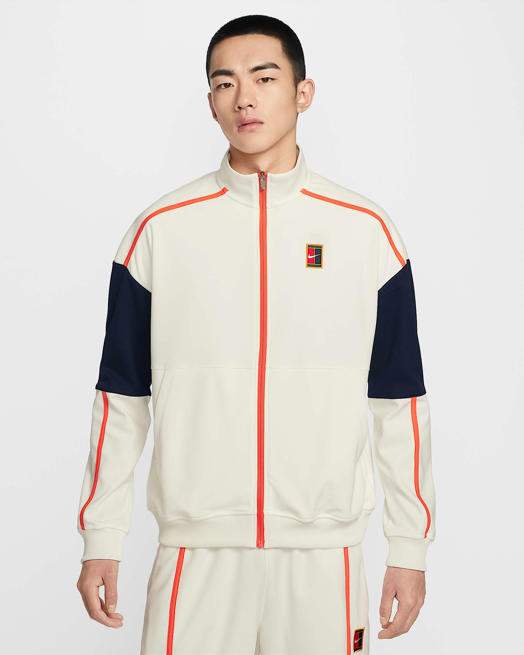 NikeCourt Heritage 男子薄绒网球夹克 - 帆白/草皮橙