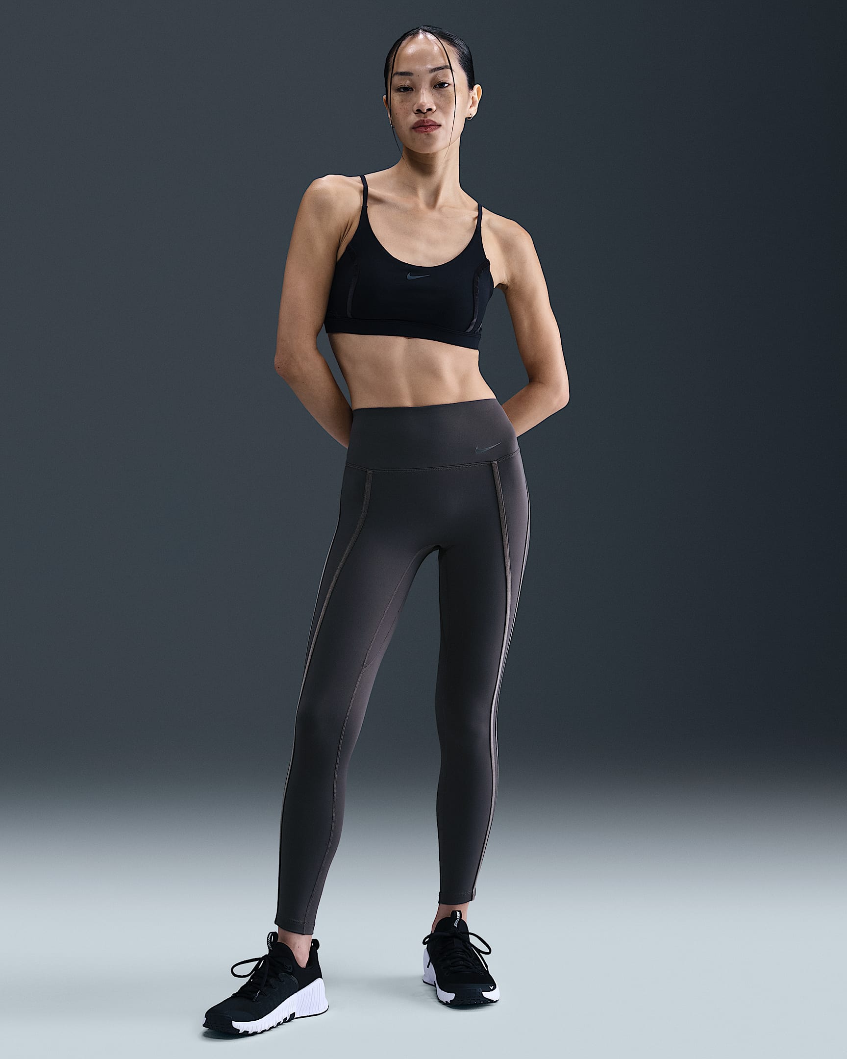 Nike One 女子速干高腰九分紧身裤 - 闪电灰/暗灰色