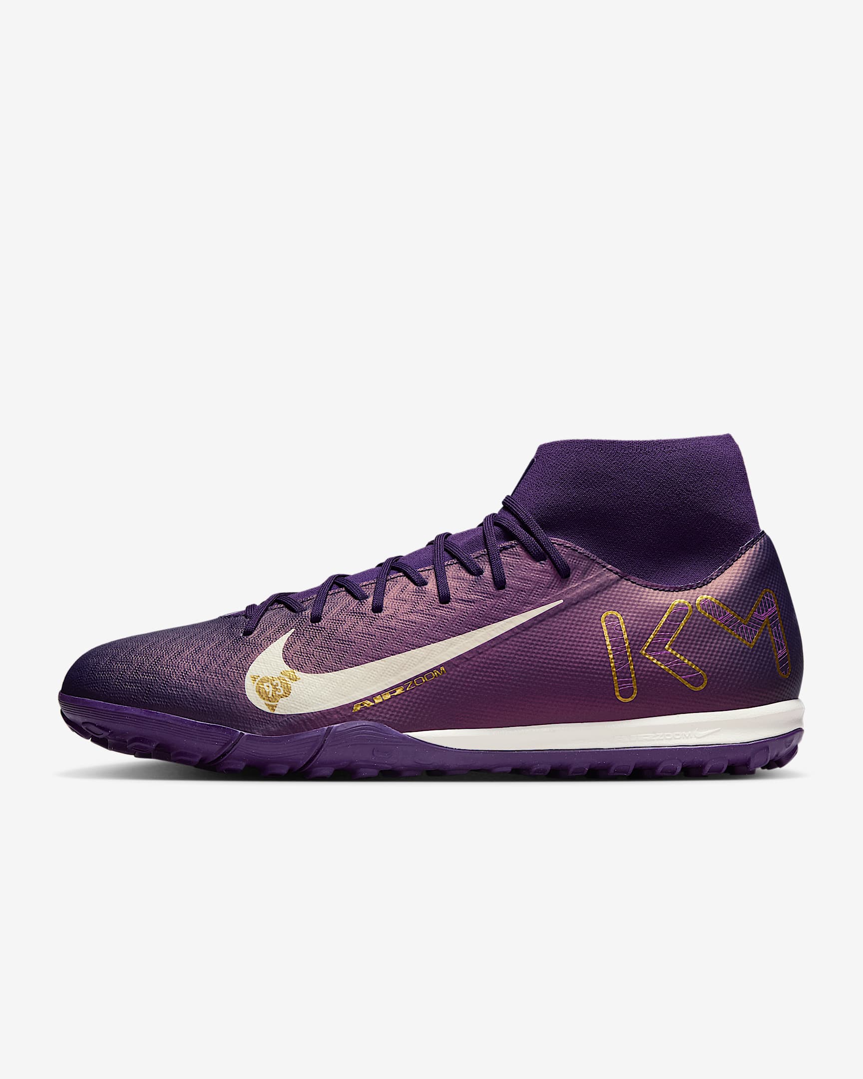 Nike Mercurial Superfly 10 Academy "Kylian Mbappé" 耐克刺客系列姆巴佩人造场地高帮足球鞋 - 华丽紫/淡象牙白