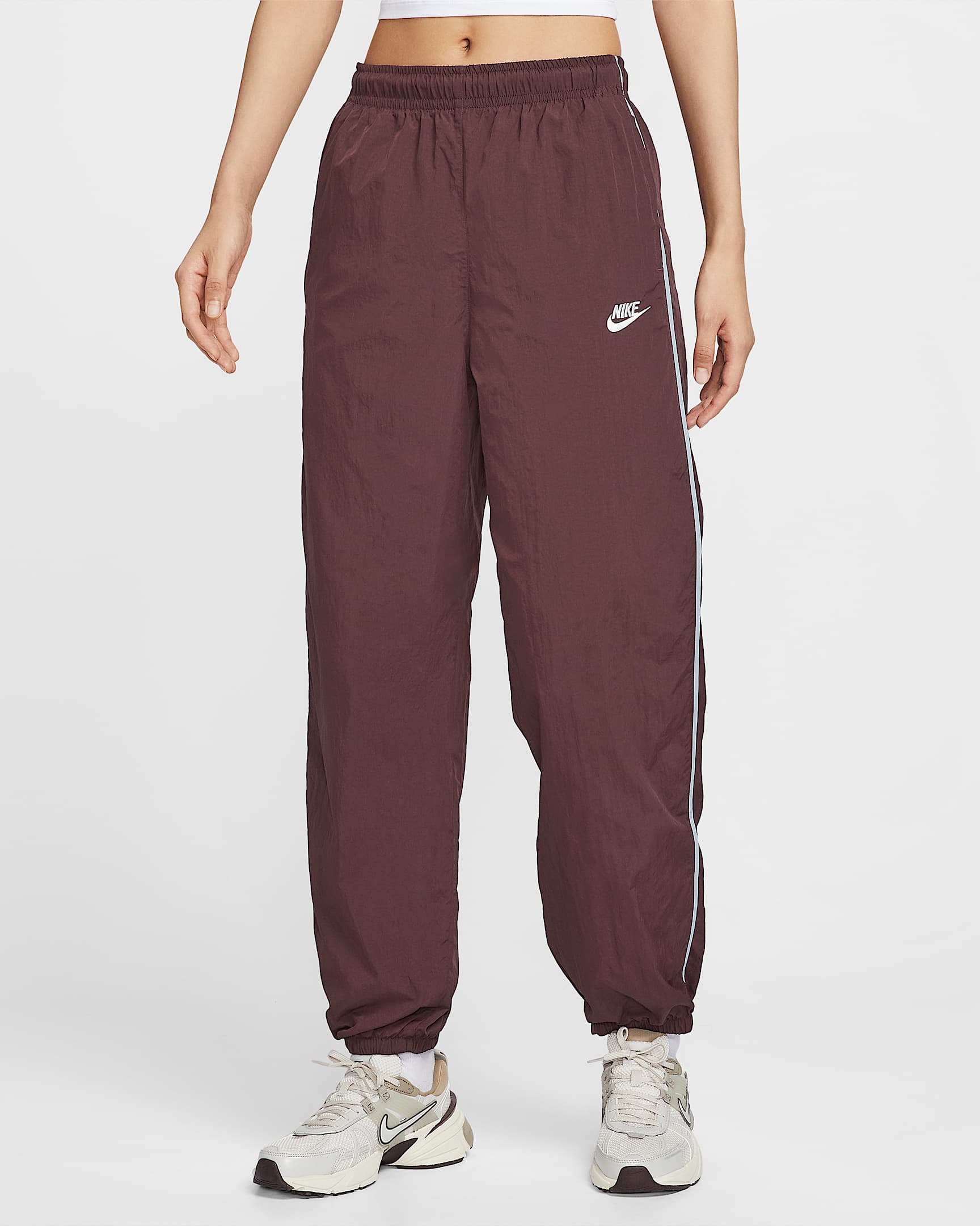 Nike Sportswear Windrunner 女子梭织长裤 - 鲜亮勃艮第酒红/天青石蓝/帆白