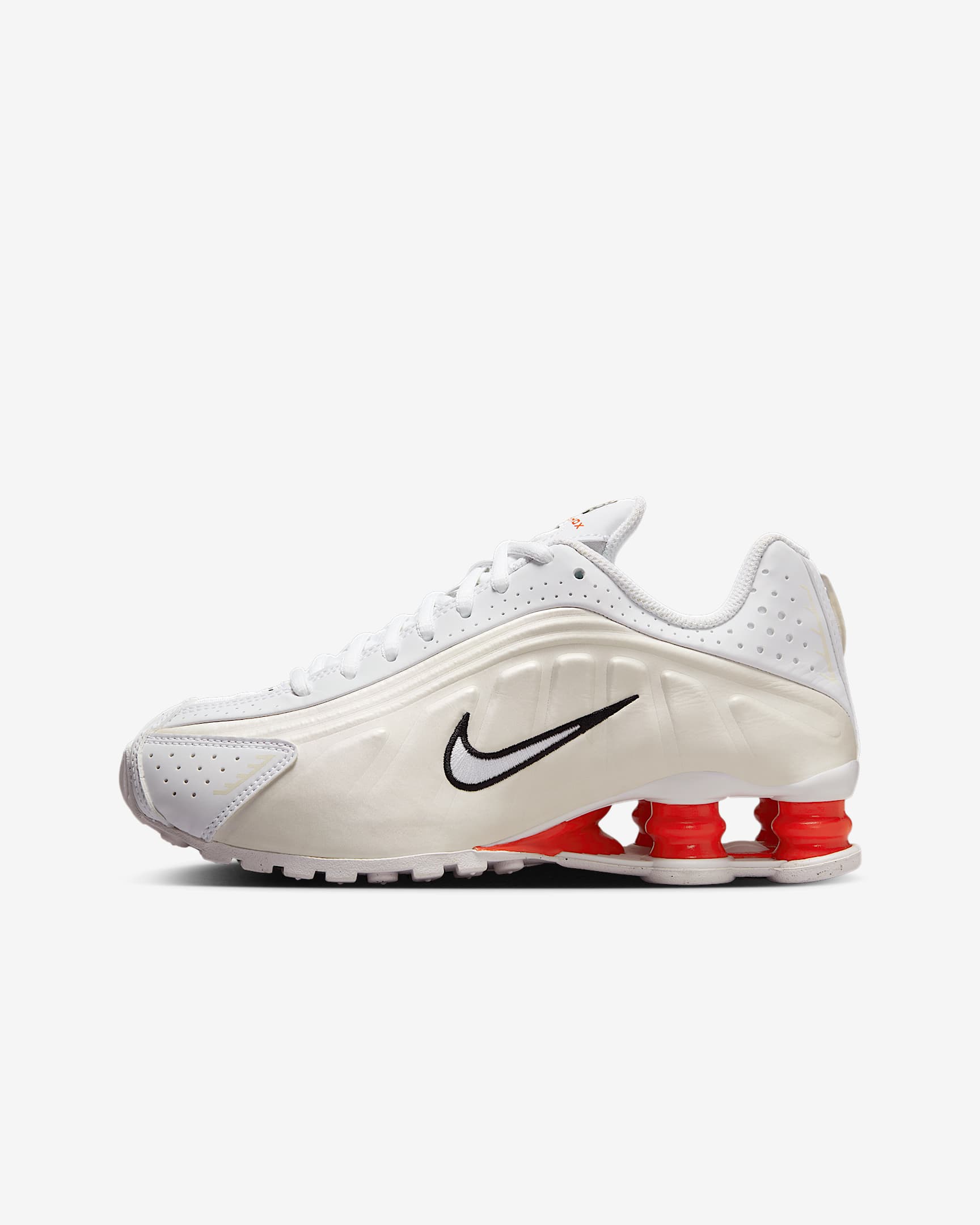 Nike Shox R4 大童气柱运动鞋 - 白色/幻影灰白/热情红/白色