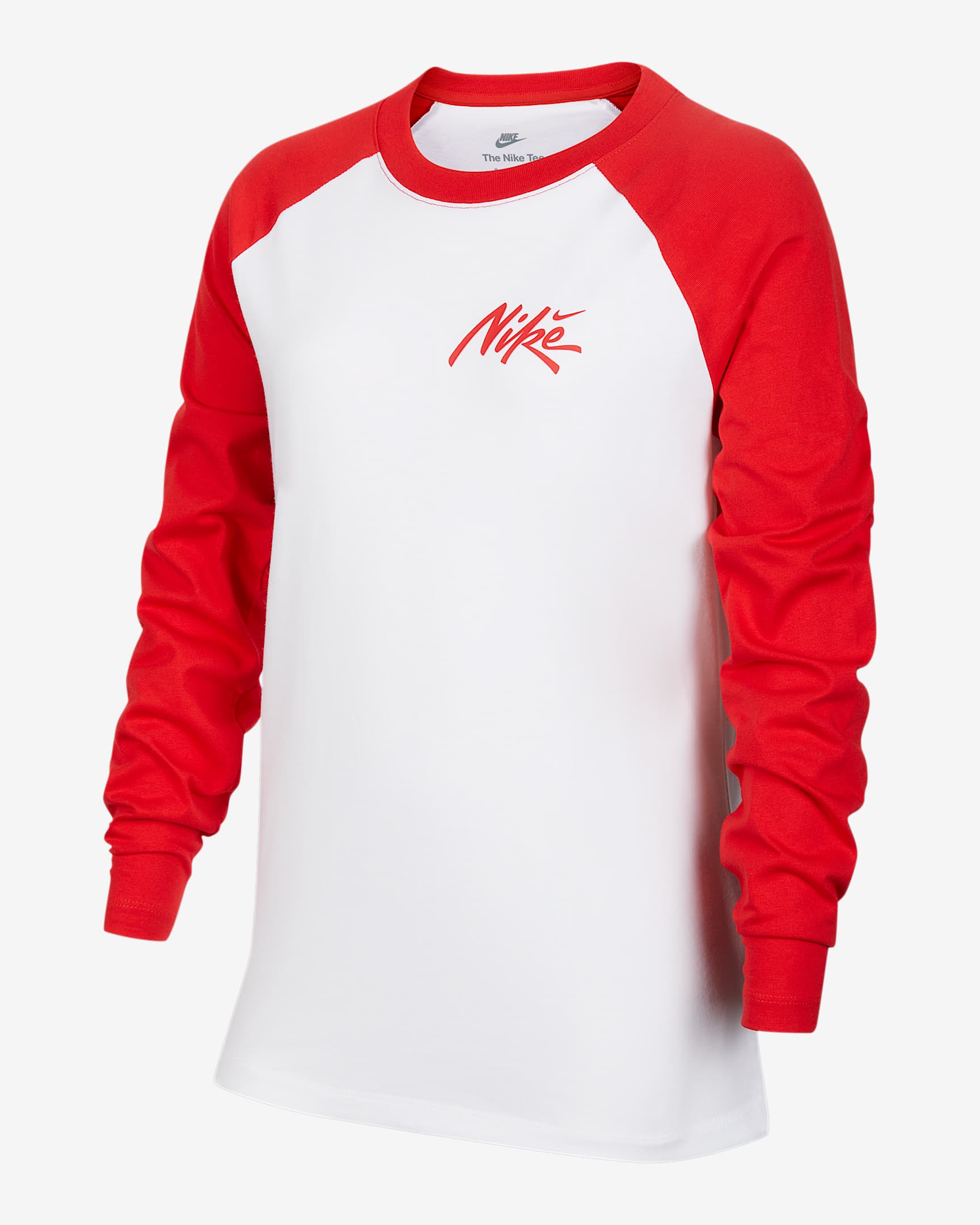 Nike Sportswear 大童长袖T恤 - 白色/大学红