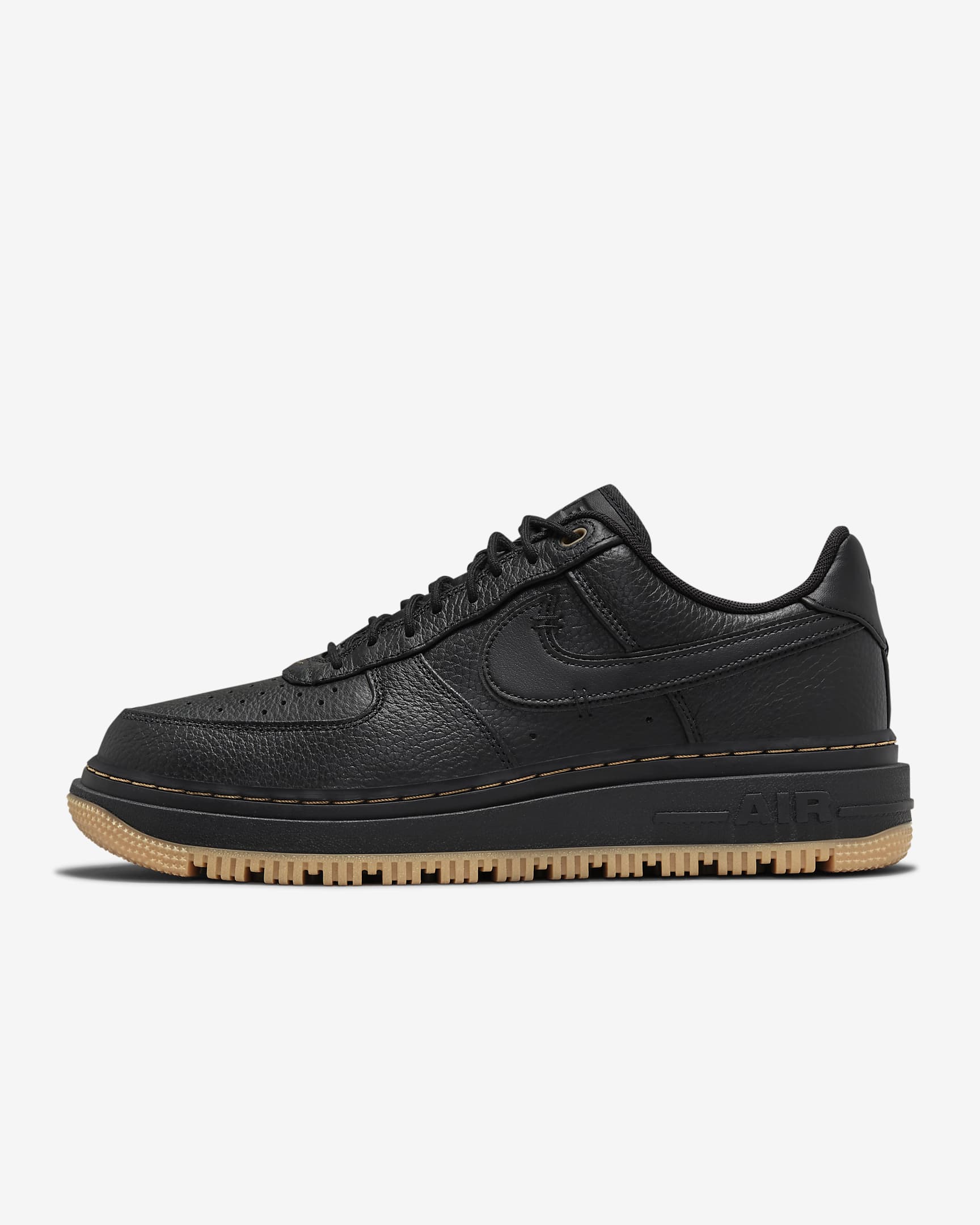 Nike Air Force 1 Luxe 男子空军一号运动鞋板鞋 - 黑/黄褐色/橡皮黄/黑