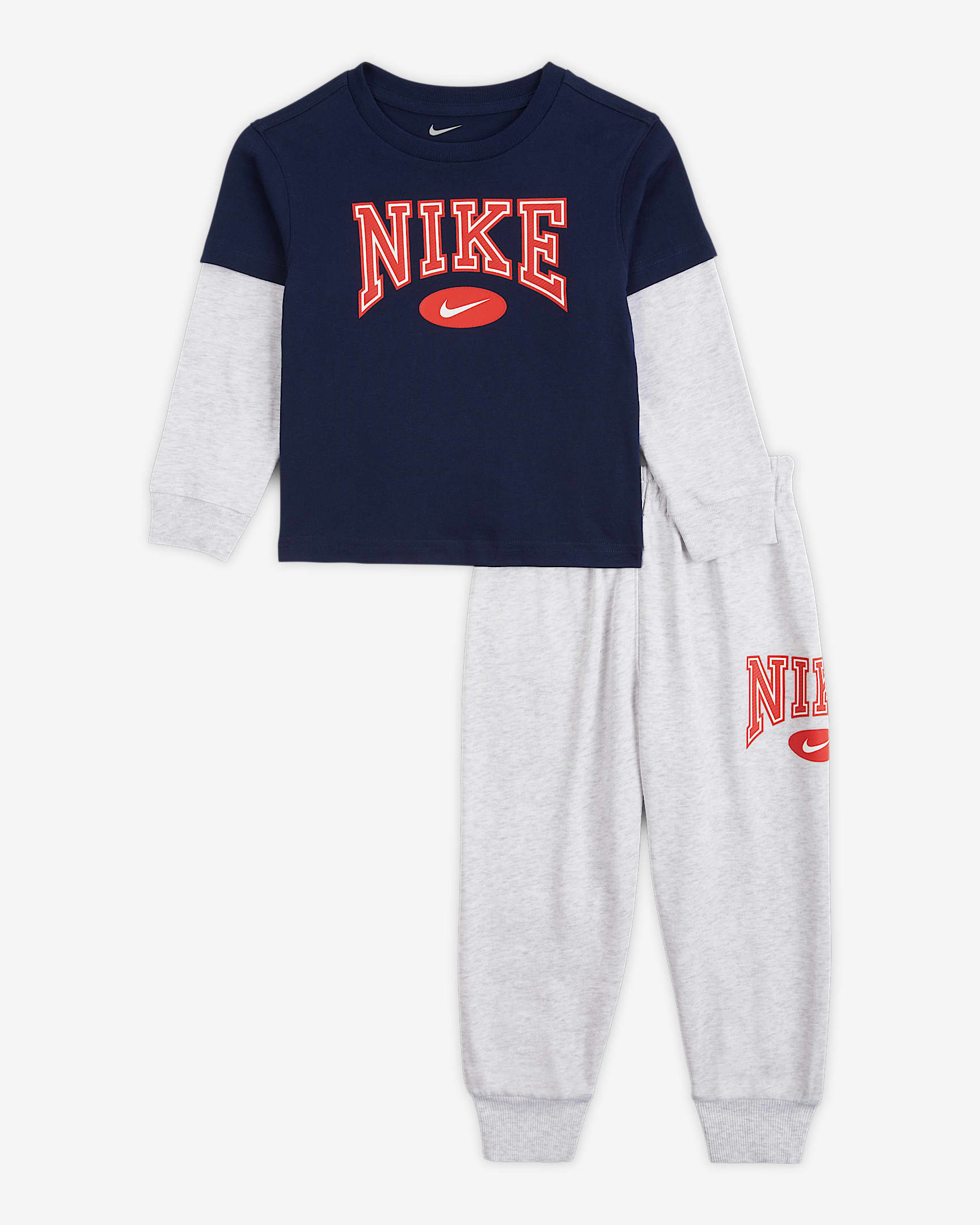 Nike Essentials 婴童长袖T恤和长裤套装 - 调色桦树色