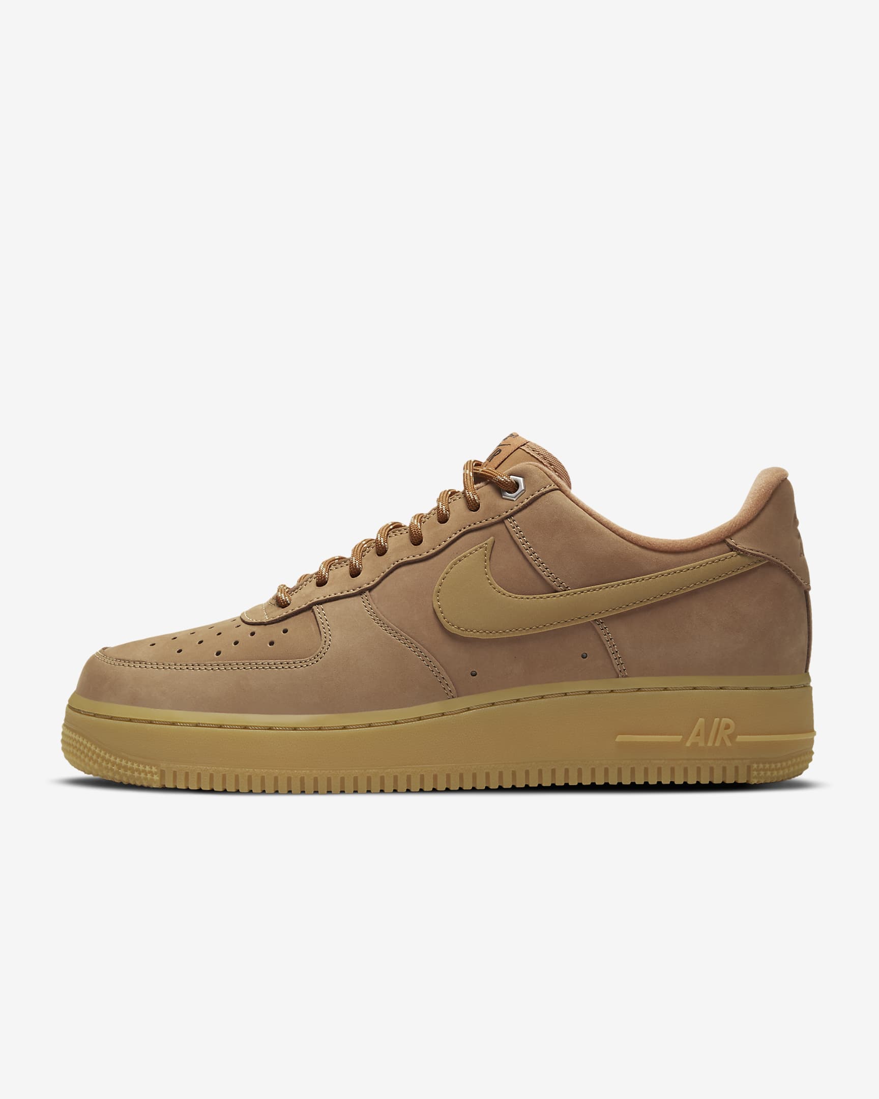 Nike Air Force 1 '07 WB 男子空军一号运动鞋板鞋 - 亚麻/橡皮浅褐/黑/麦黄