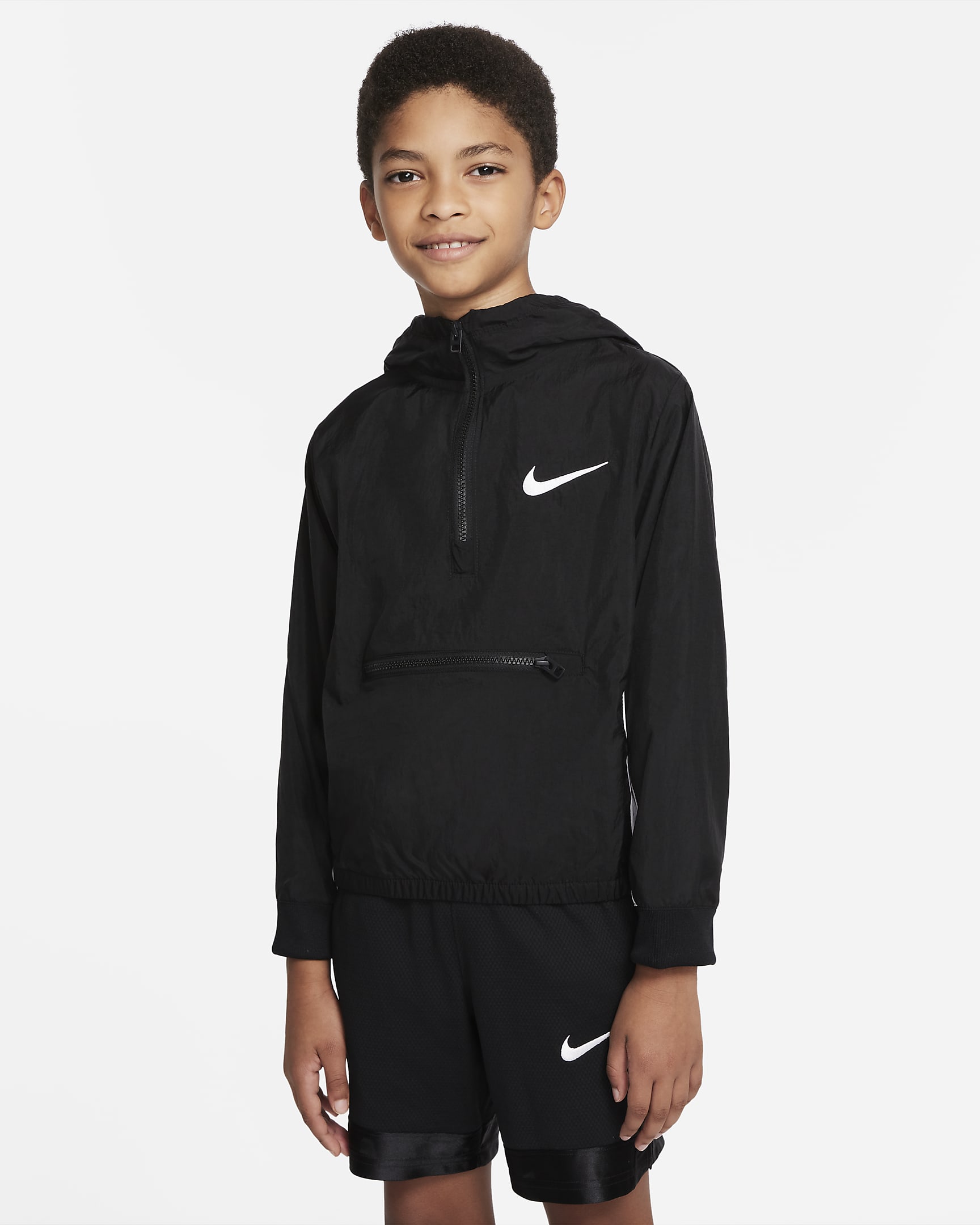 Nike Crossover 大童(男孩)篮球上衣 - 黑/白色/白色