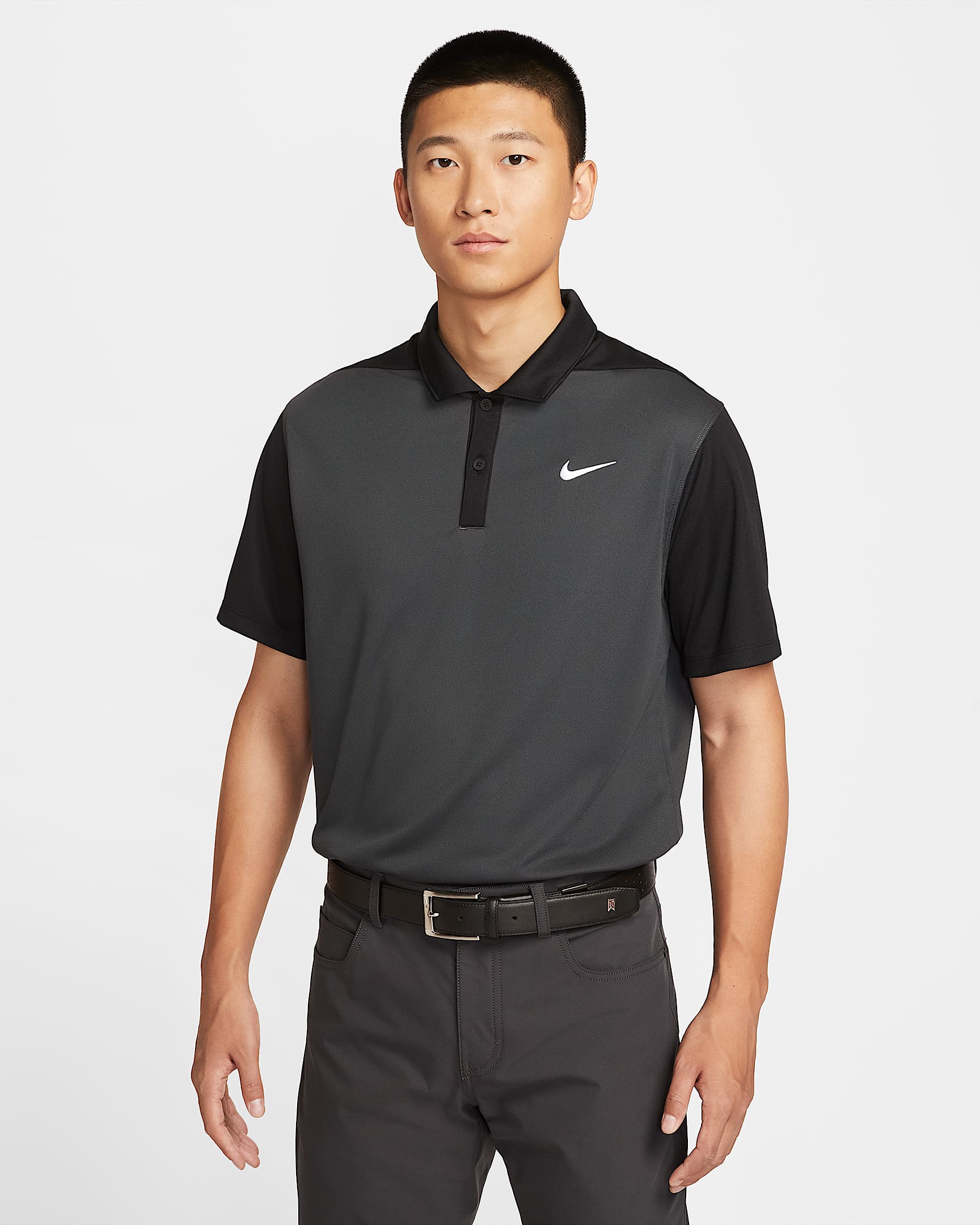 Nike Victory+ Dri-FIT 男子速干高尔夫翻领T恤 - 煤黑/黑/白色