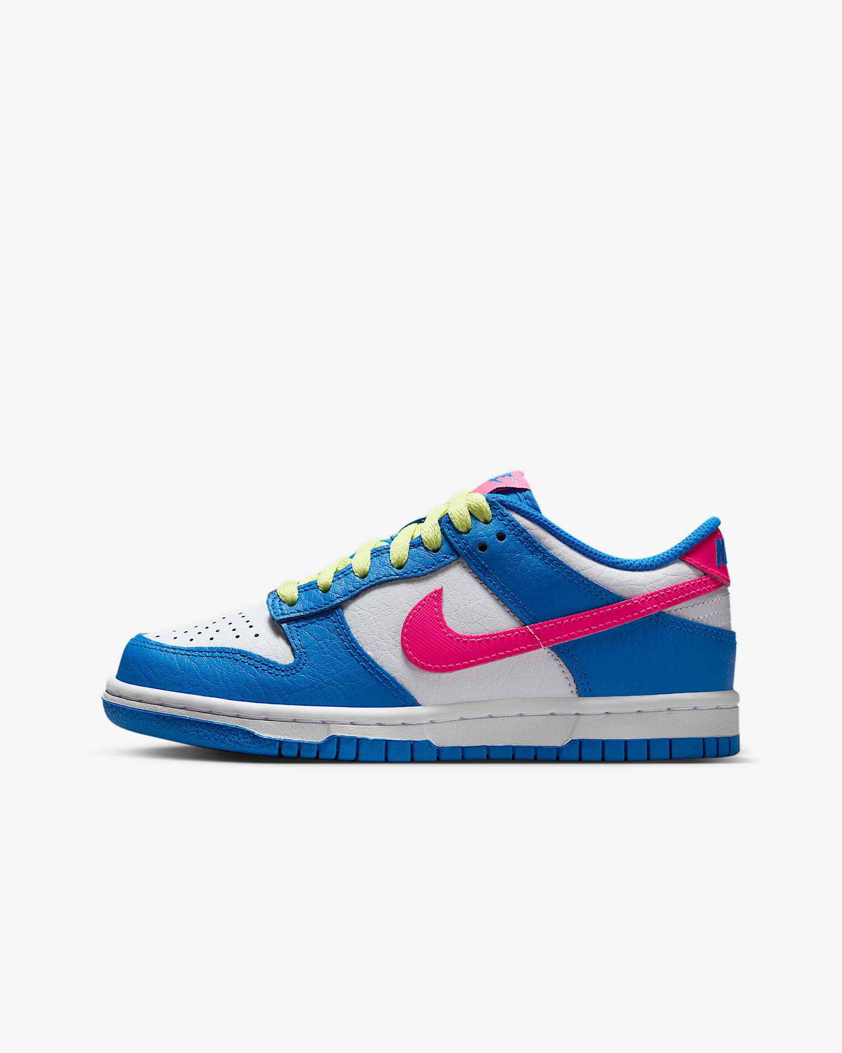 Nike Dunk Low 大童运动鞋 - 清透蓝/白色/浅柠檬黄/透明粉