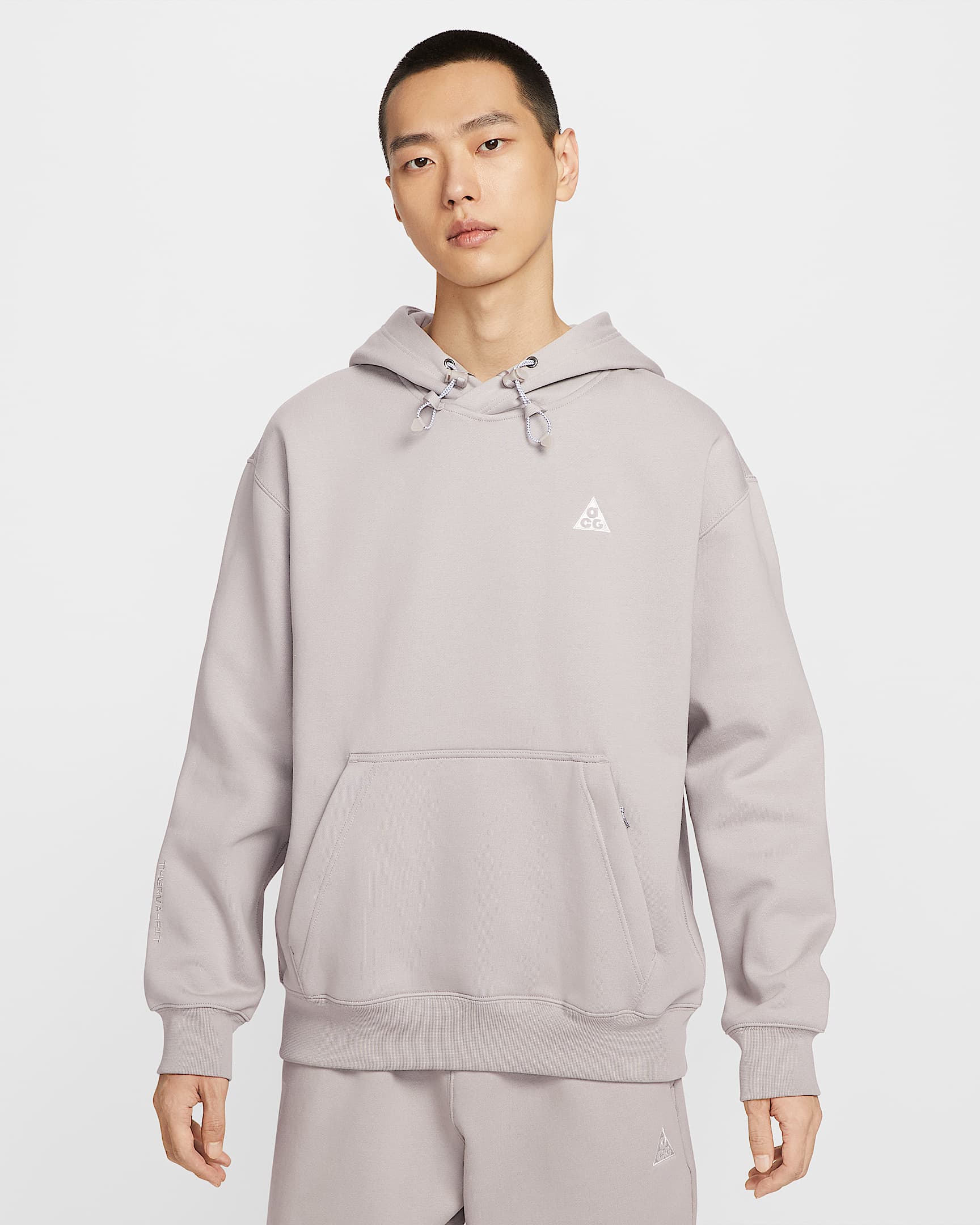 Nike ACG Therma-FIT 加绒套头连帽衫 - 大学灰/足球灰/山峰白