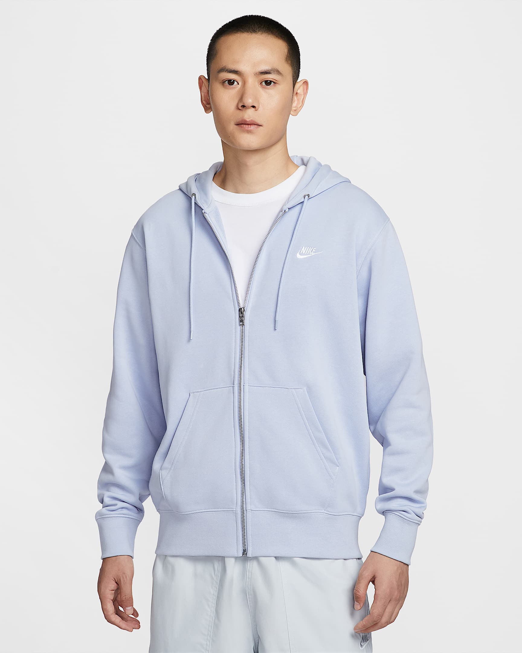 Nike Club 男子全长拉链开襟法式毛圈连帽衫 - 幻影/幻影/白色