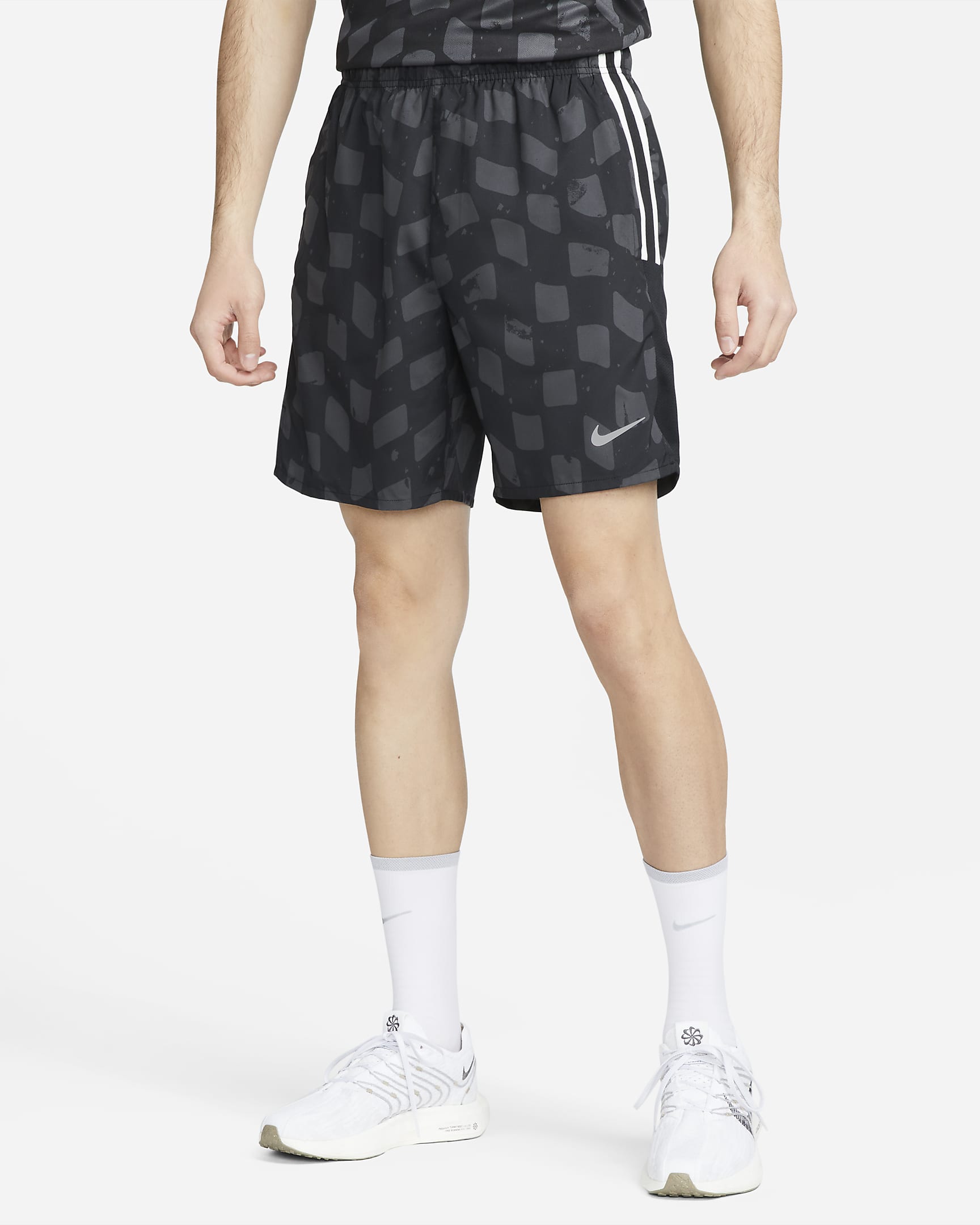 Nike Dri-FIT Challenger 男子速干无衬里跑步短裤 - 黑/黑