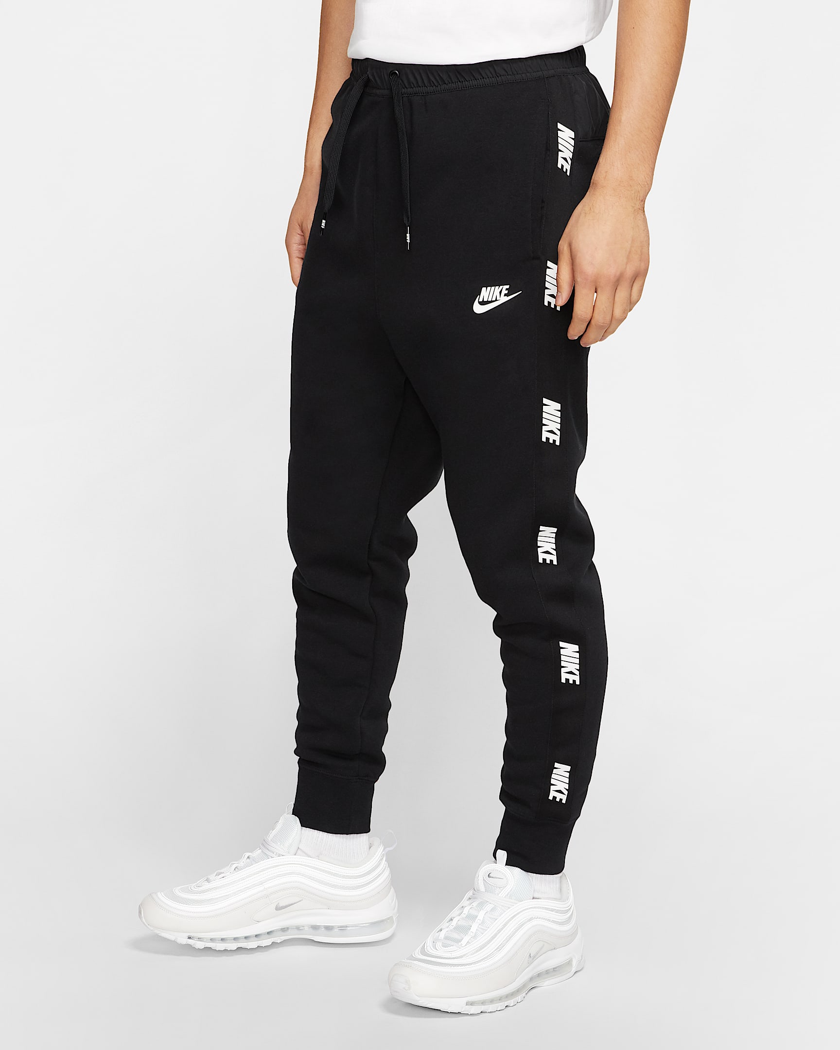 Nike Sportswear 男子长裤 - 黑/黑/白色