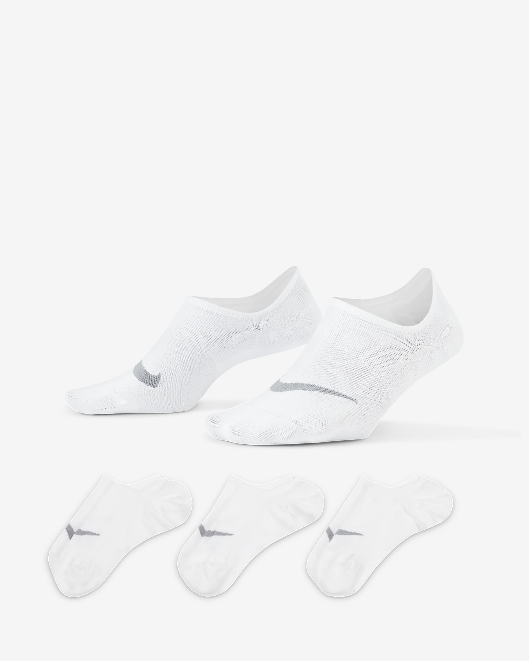 Nike Everyday Plus Lightweight 女子速干训练浅口袜(3 双) - 白色/狼灰