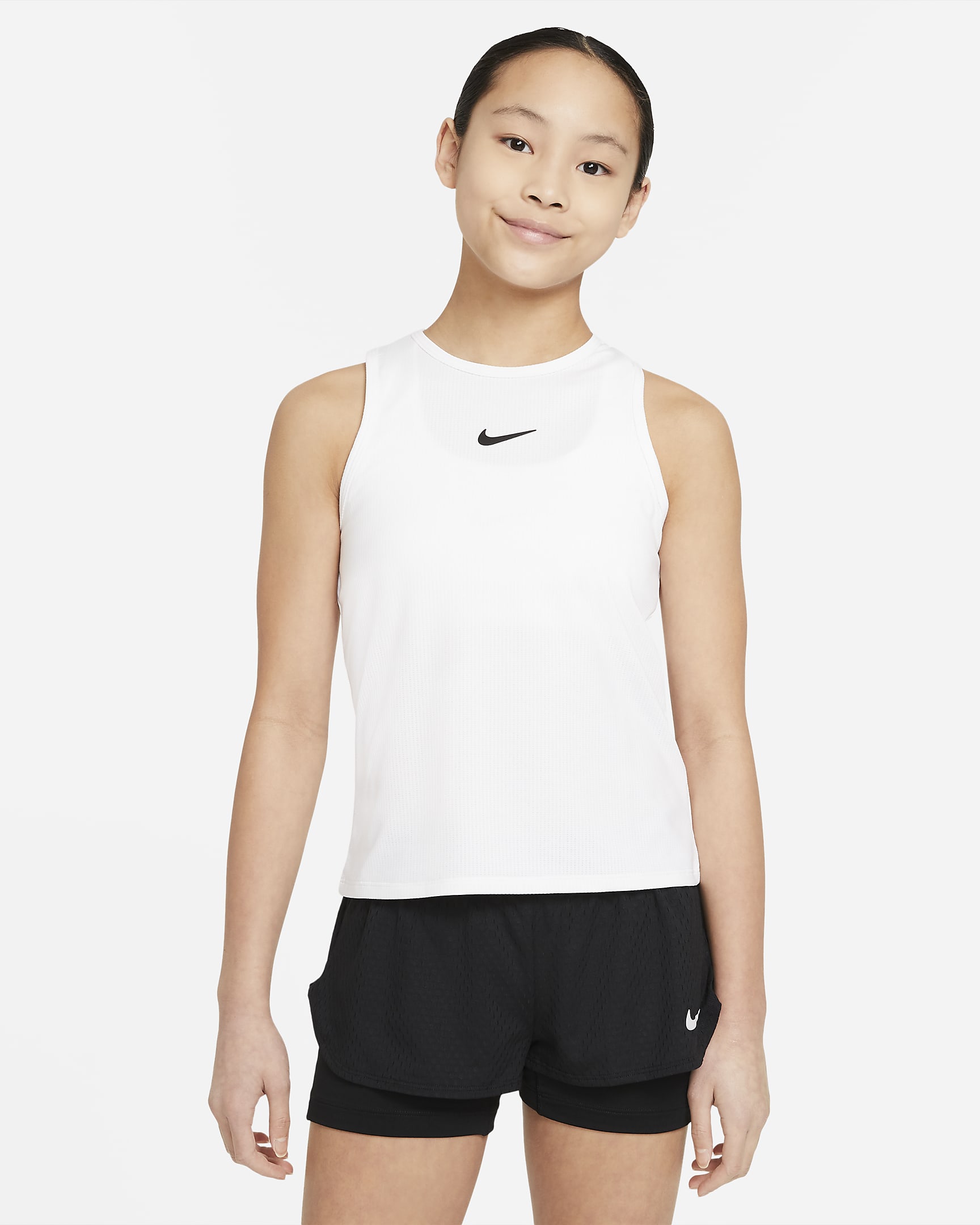 Nike Victory Dri-FIT 大童(女孩)速干网球背心 - 白色/白色/黑
