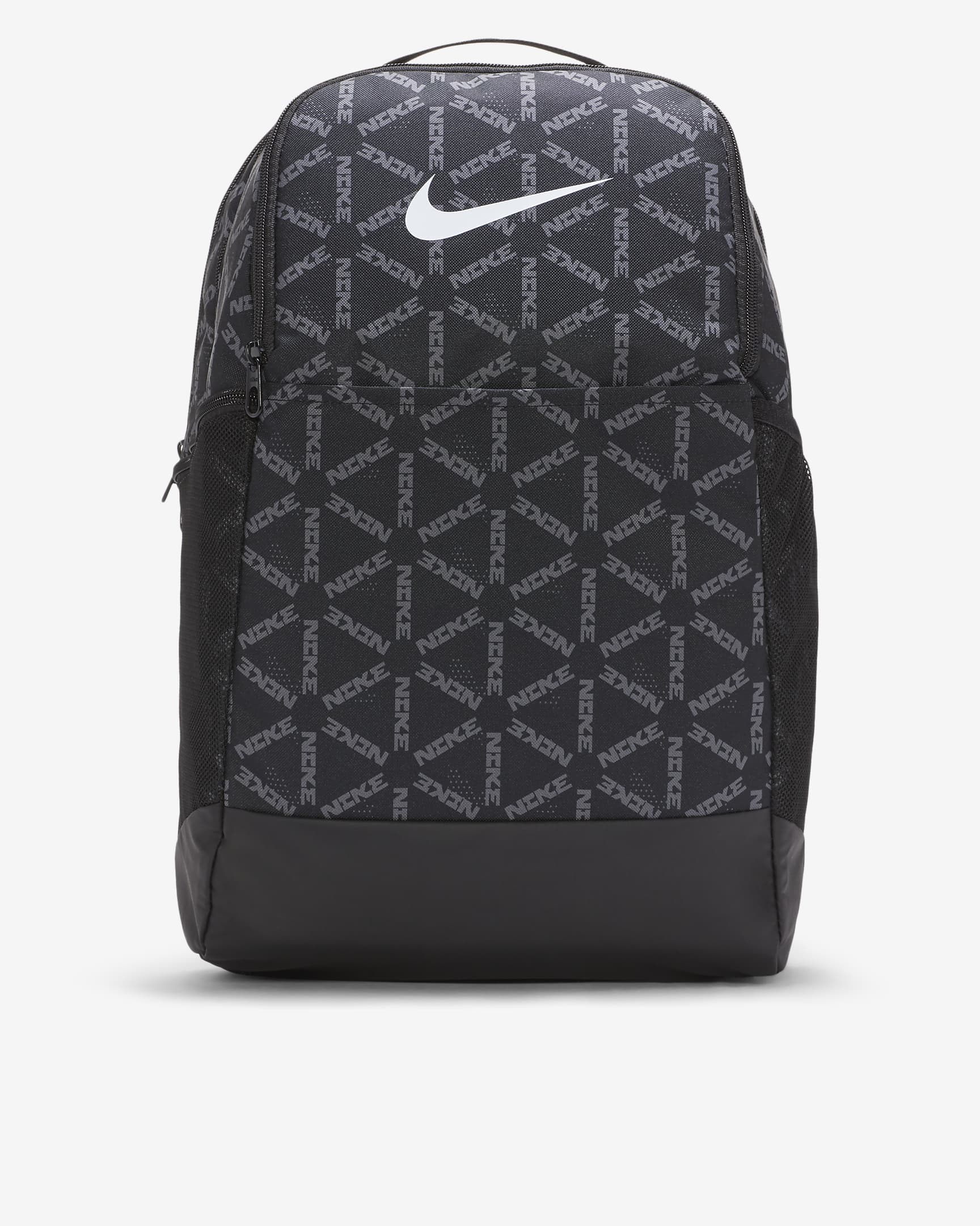 Nike Brasilia 印花训练双肩包 - 黑/黑/白色