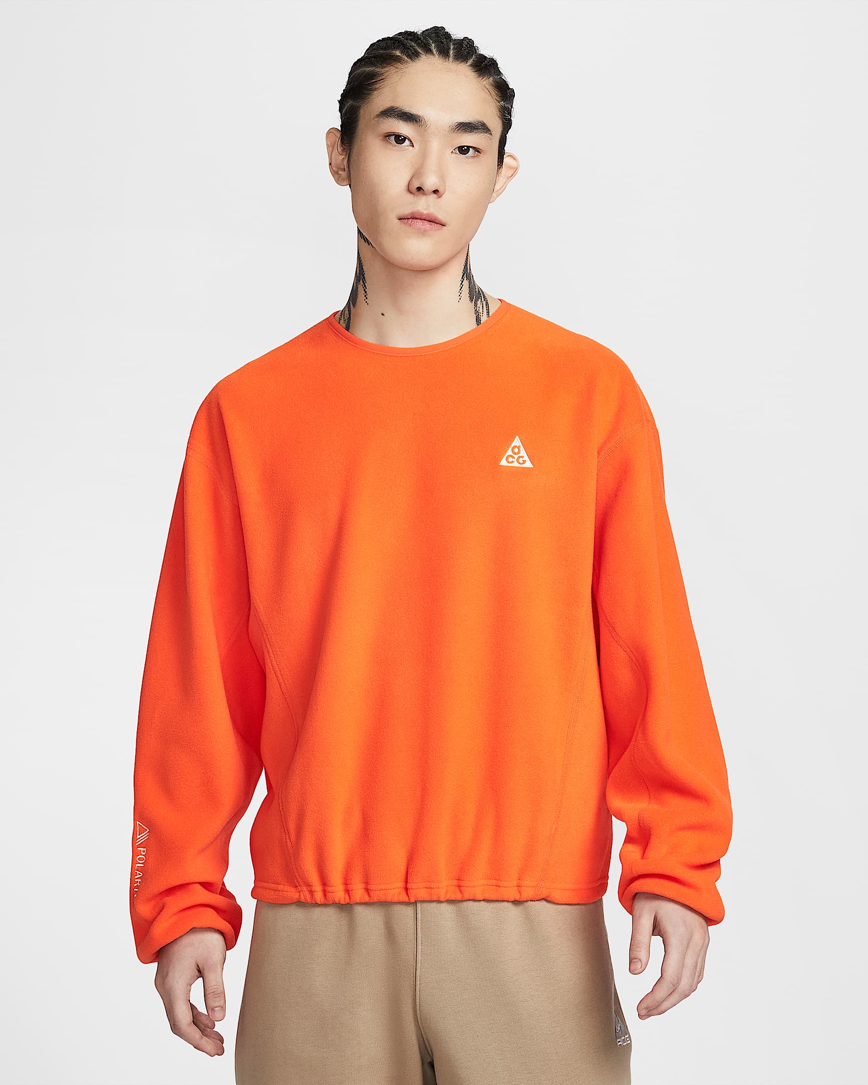 Nike ACG "Wolf Tree" 男子摇粒绒圆领上衣 - 安全橙/黑/黑/山峰白