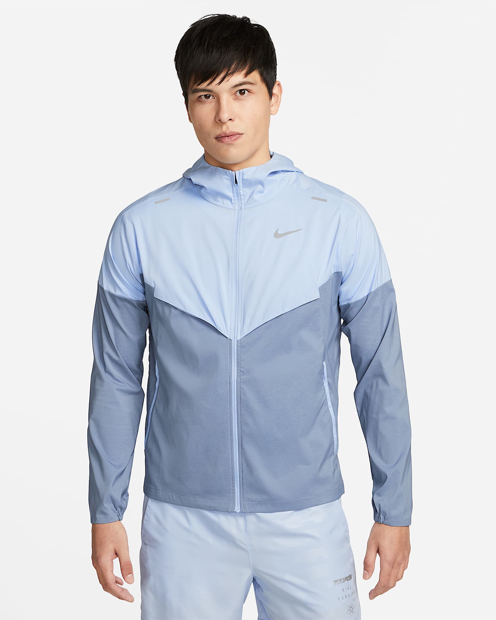 Nike Windrunner 男子拒水跑步夹克防晒衣皮肤衣 - 狂喜钴蓝/灰石板蓝