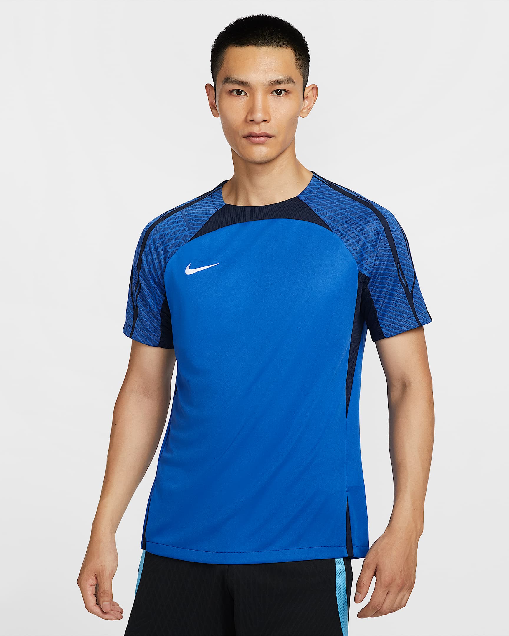 Nike Dri-FIT Strike 男子速干短袖足球上衣 - 宝蓝/黑曜石色/白色