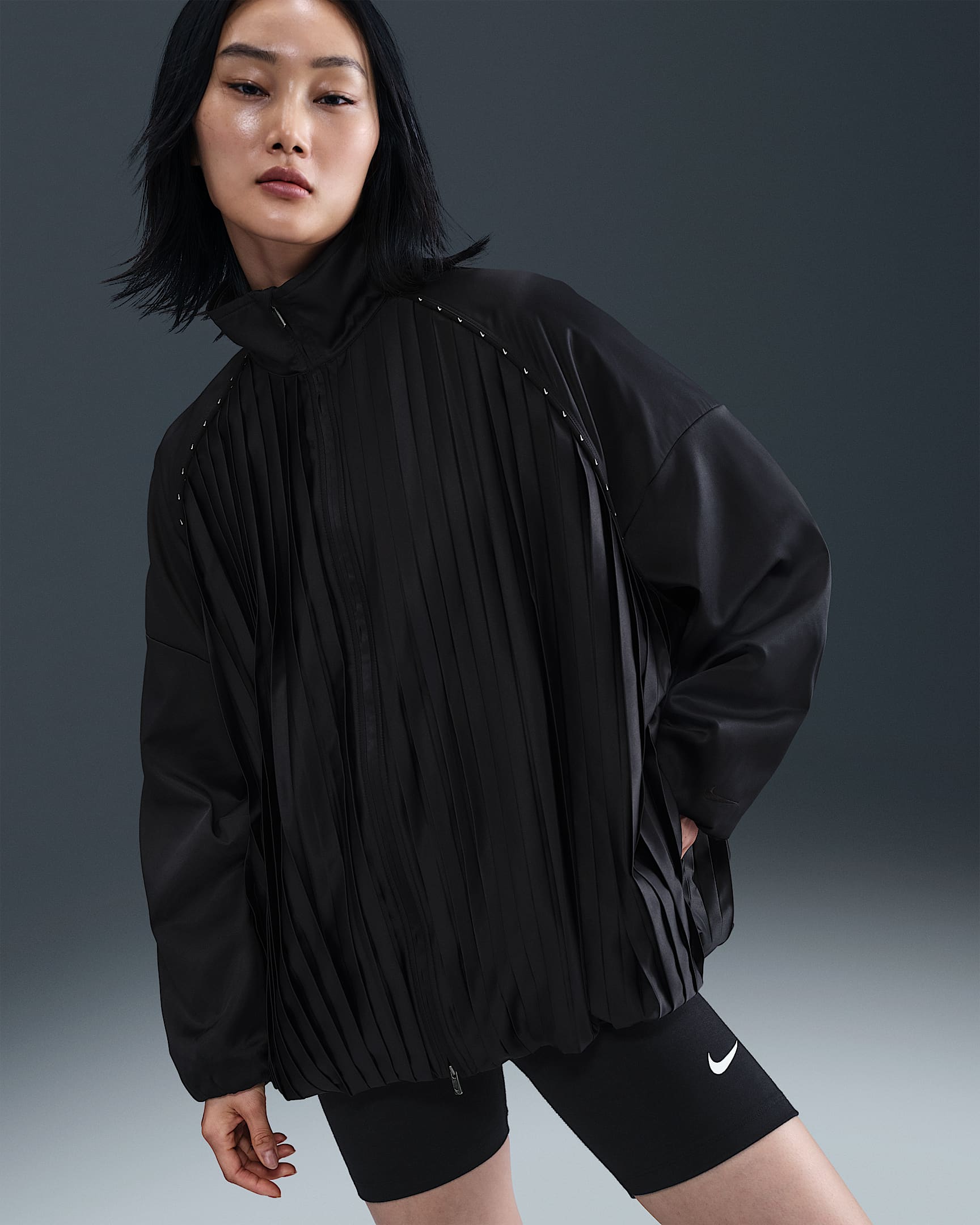 Nike Sportswear Collection 女子褶裥运动夹克 - 黑/黑