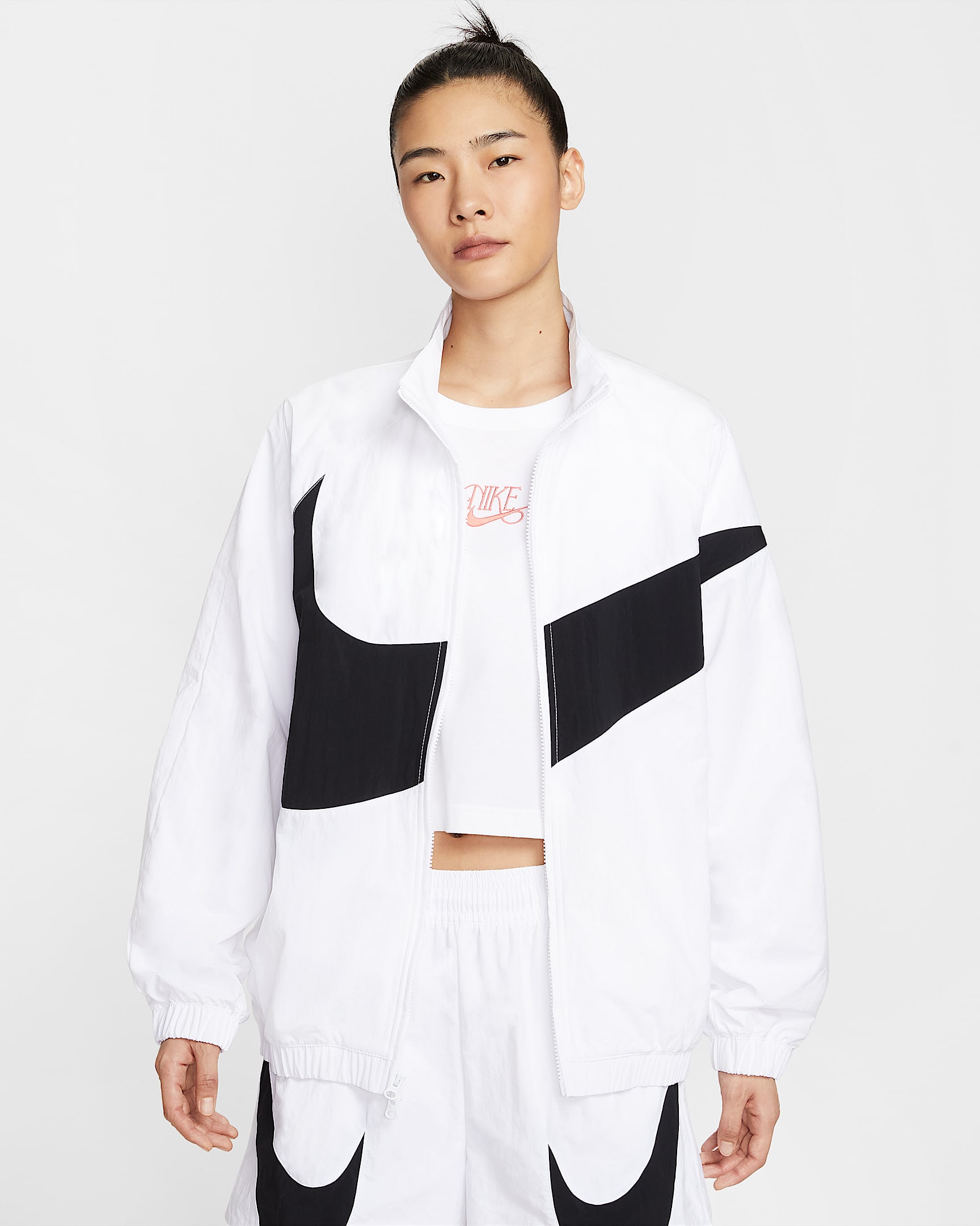 Nike Sportswear 女子 Oversize 风梭织夹克 - 白色/白色/黑
