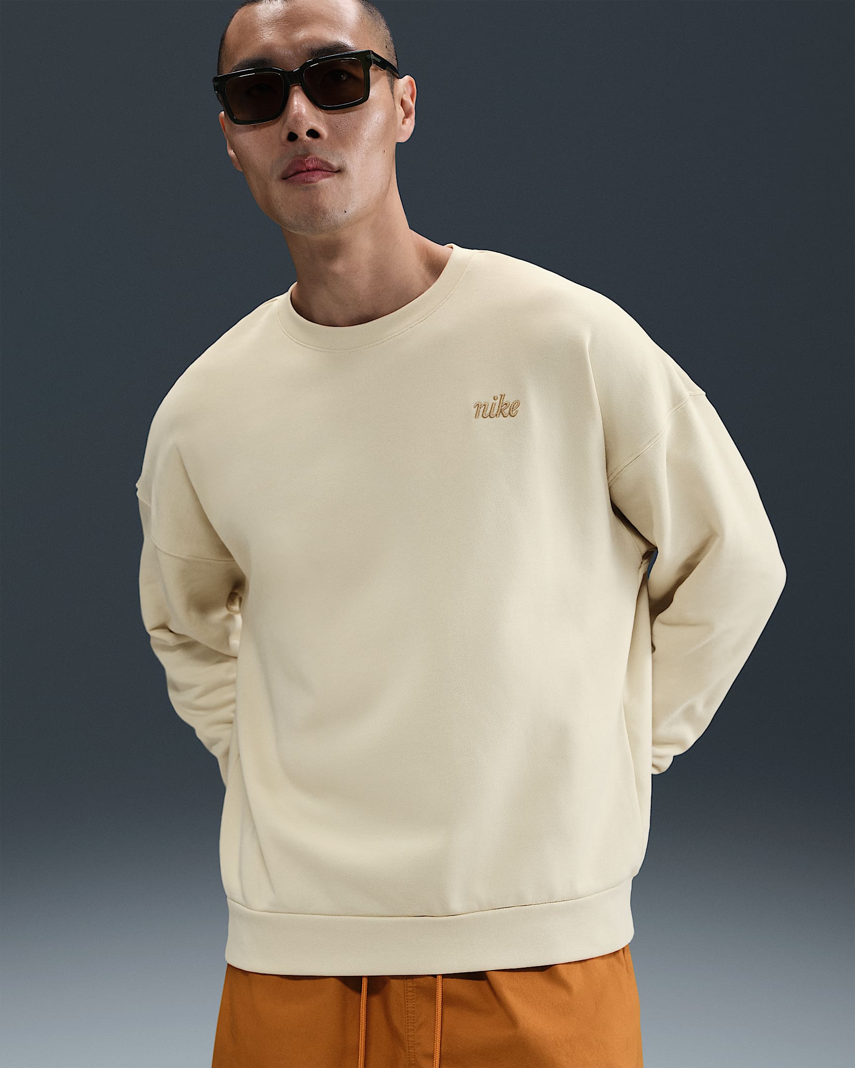Nike Club 男子 Oversize 风圆领上衣 - 浅卡其/浅卡其/杏茶色