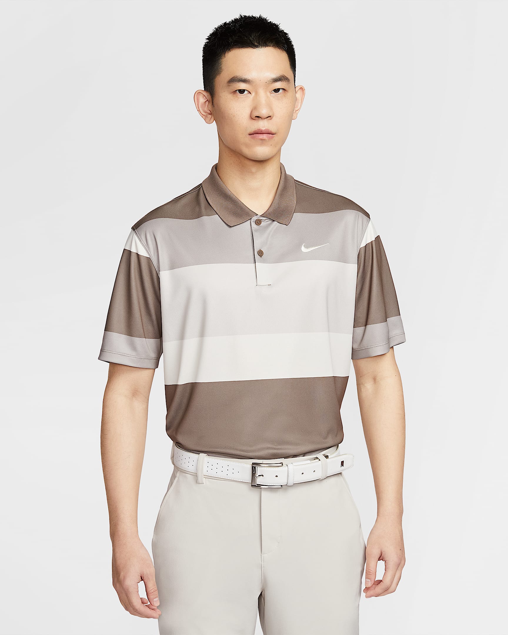 Nike Victory+ Dri-FIT 男子速干高尔夫翻领T恤 - 貂棕/淡象牙白