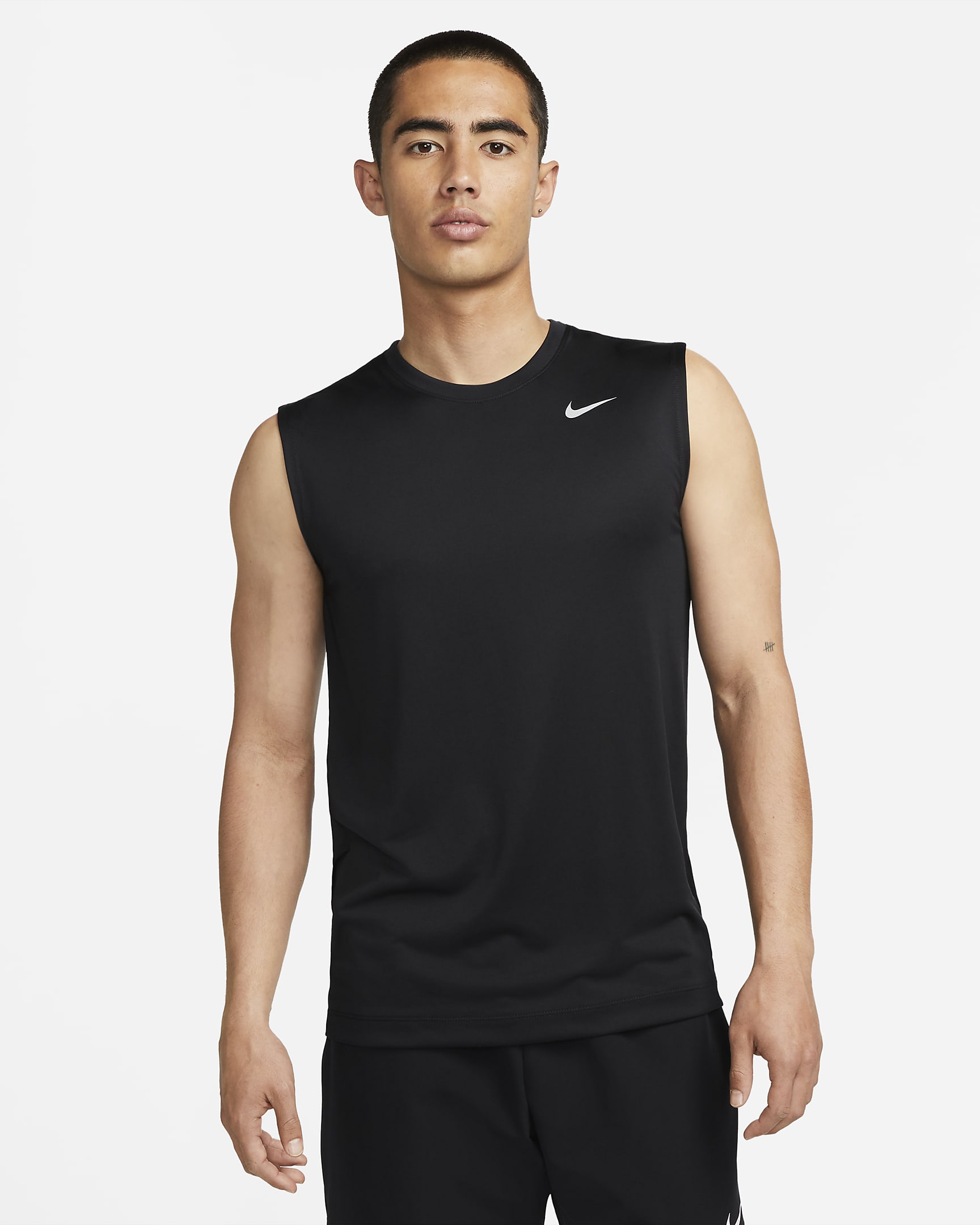 Nike Dri-FIT Legend 男子速干无袖训练T恤 - 黑/亚银