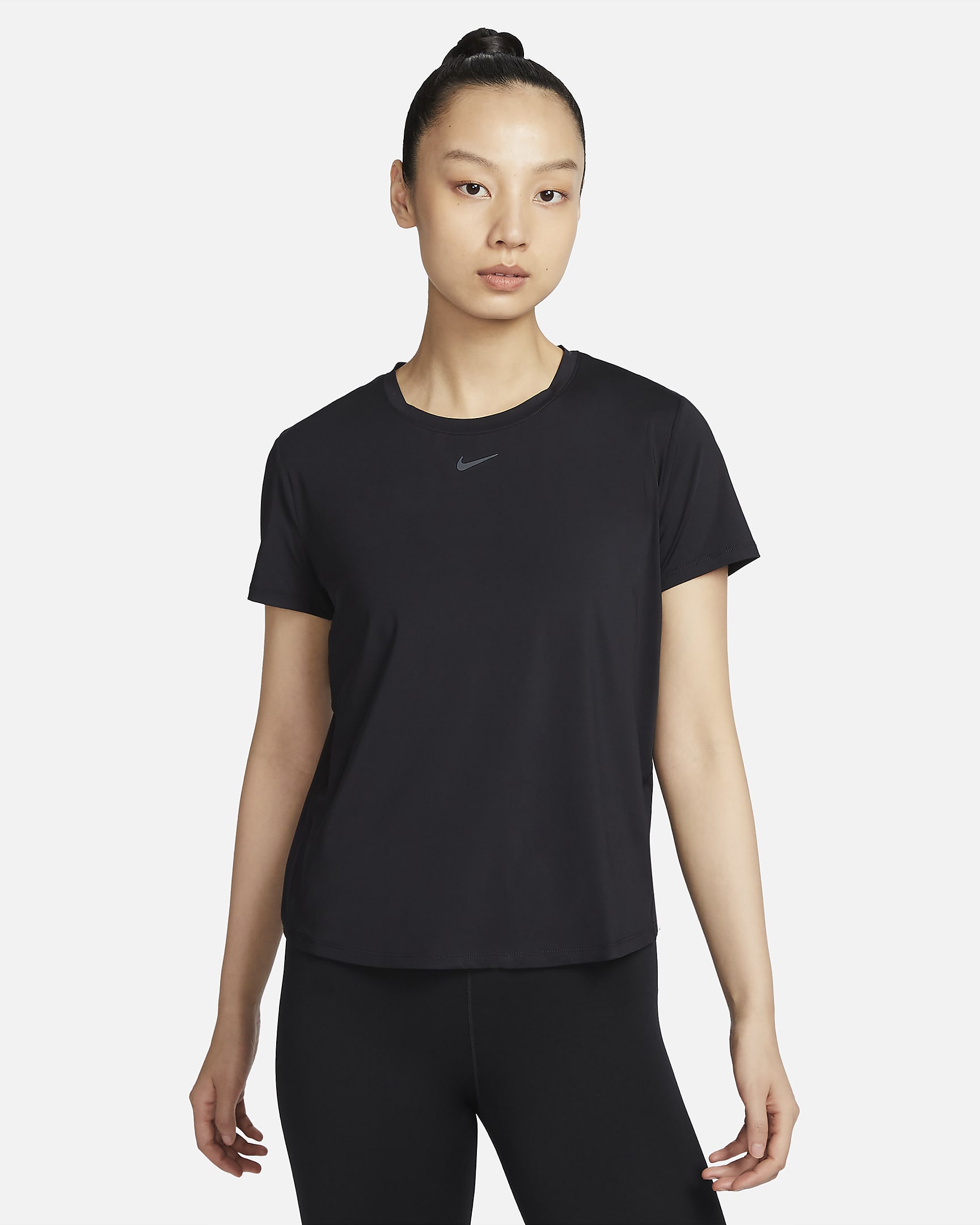 Nike One Classic Dri-FIT 女子透气速干经典款短袖上衣 - 黑/黑