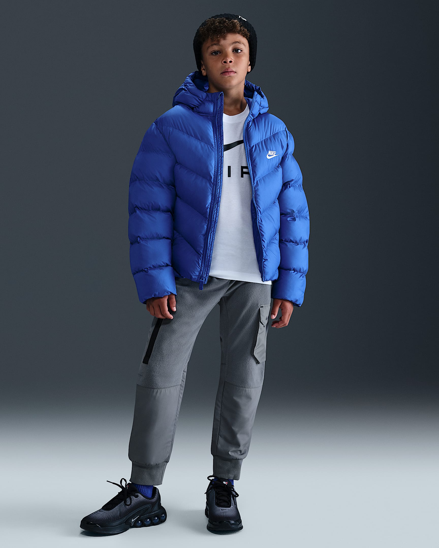 Nike Sportswear City Utility EasyOn Therma-FIT 大童冬季款加绒长裤 - 烟灰/黑