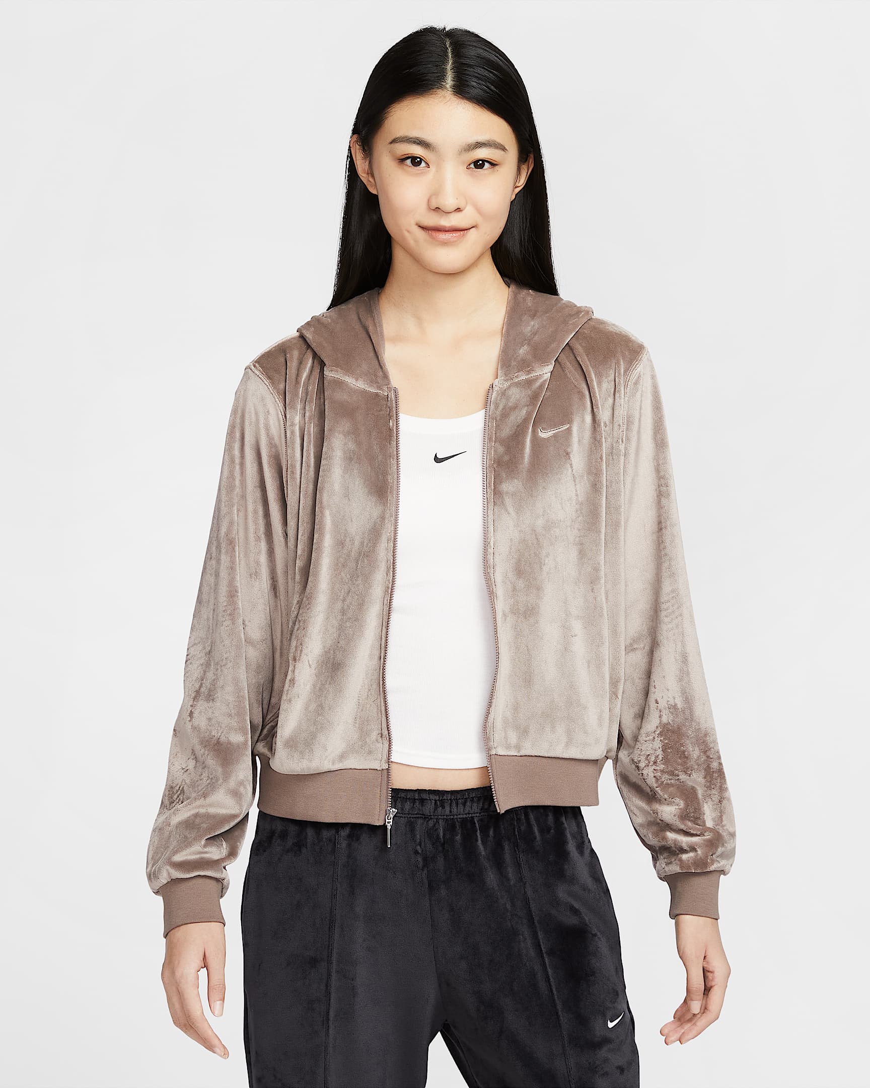 Nike Sportswear Chill Knit 女子宽松加绒全长拉链开襟连帽衫 - 貂棕/貂棕