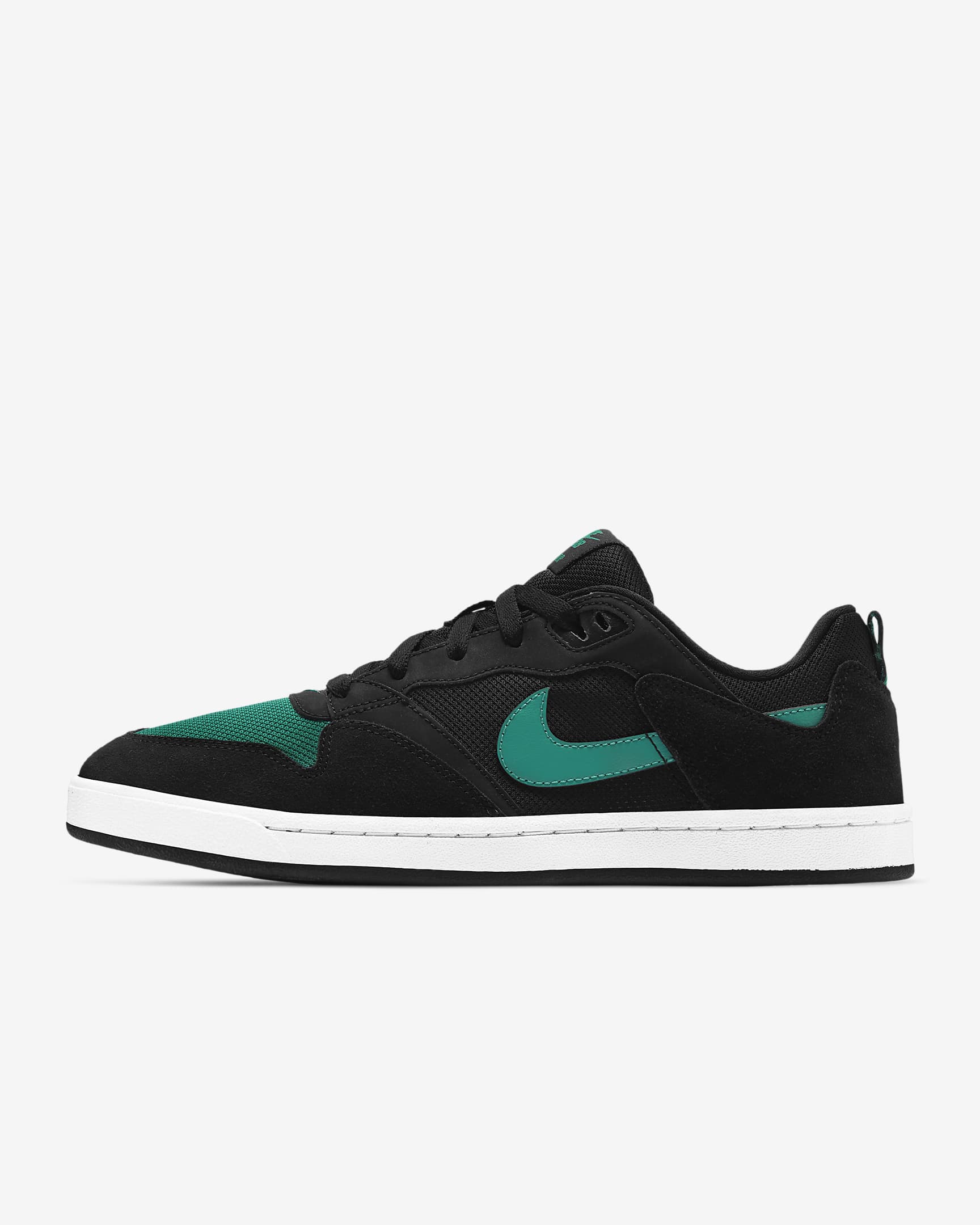 Nike SB Alleyoop 男/女滑板鞋 - 黑/黑/白色/神秘绿