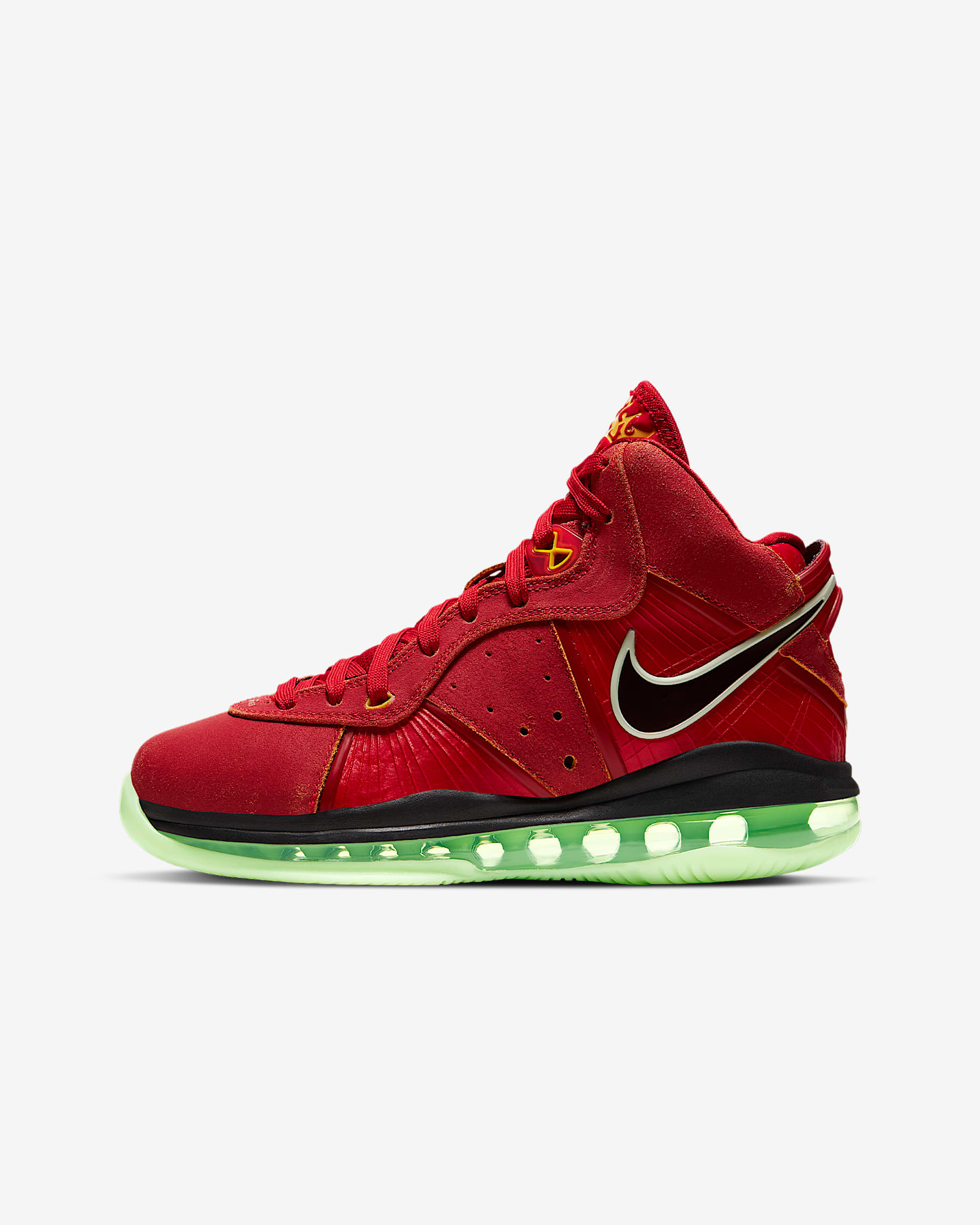 Nike LeBron VIII BG 大童运动童鞋 - 健身红/Cucumber Calm/黑/黑