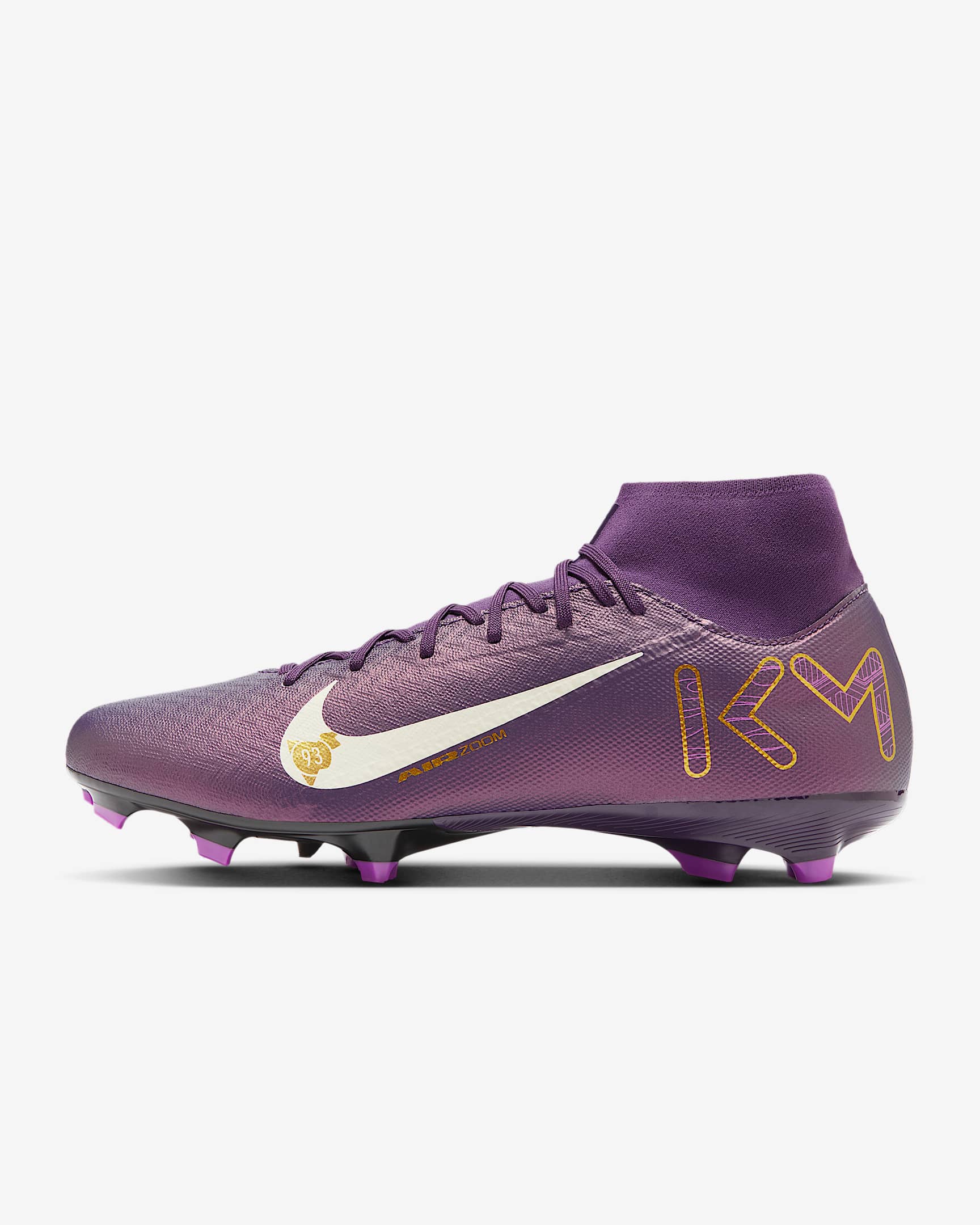 Nike Mercurial Superfly 10 Academy "Kylian Mbappé" 耐克刺客系列姆巴佩男/女多种场地高帮足球鞋 - 华丽紫/淡象牙白