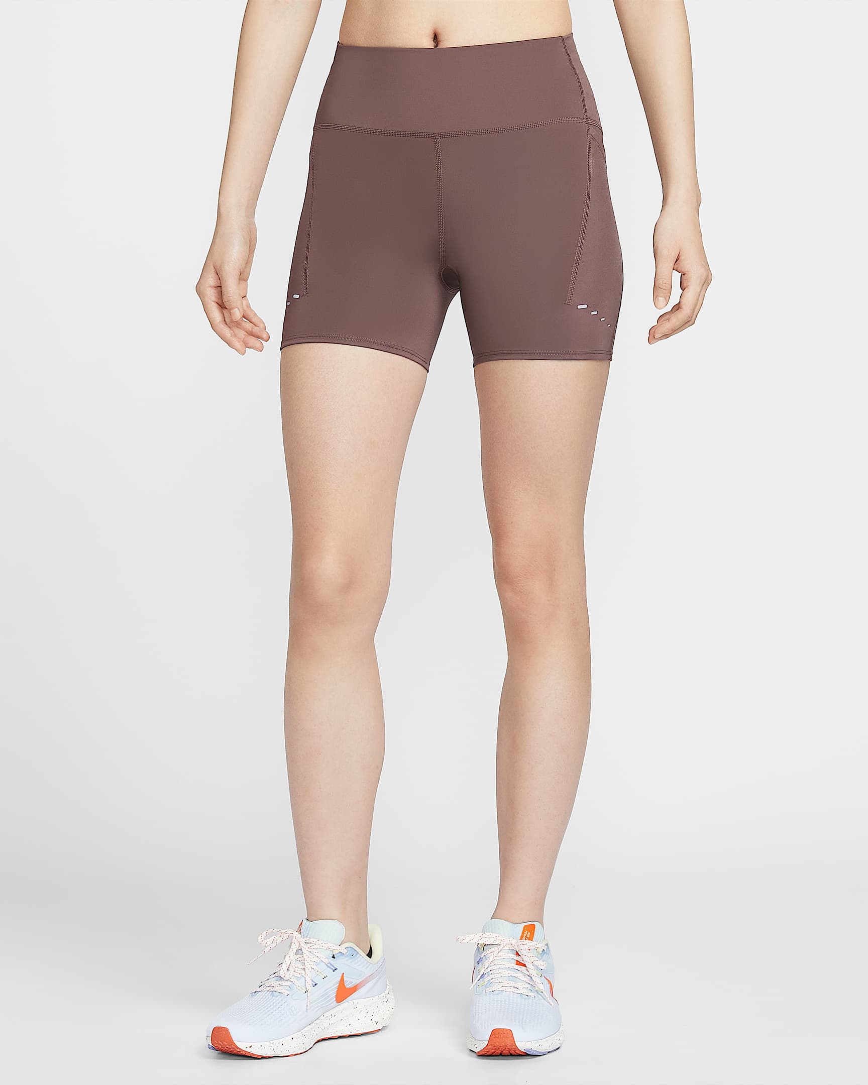 Nike Swift 女子高腰口袋速干紧身跑步短裤 - 图腾黑紫