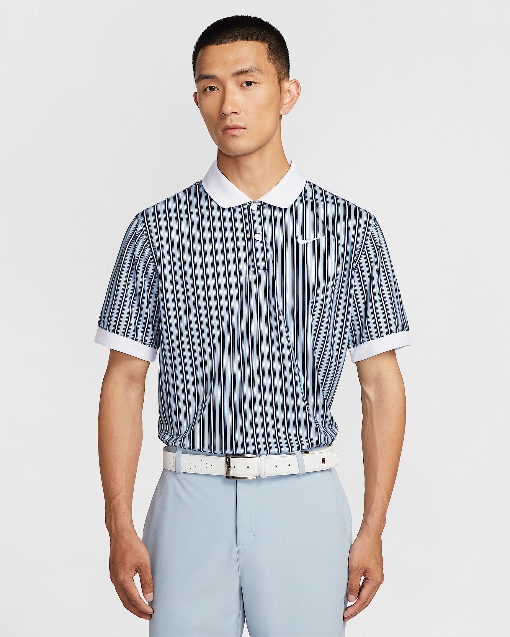 Nike Victory+ Dri-FIT 男子速干高尔夫翻领T恤 - 浅军械蓝/白色/白色