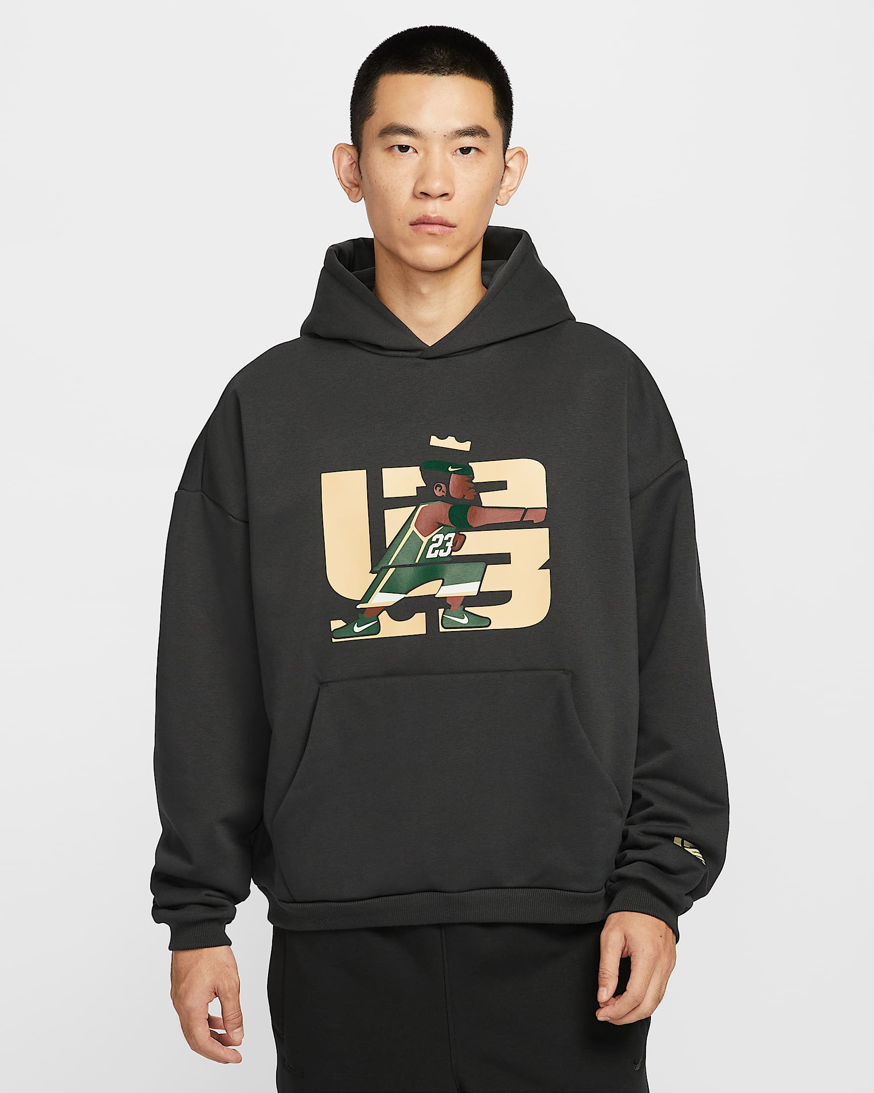LeBron "Point Forward" Therma-FIT 詹姆斯男子加绒篮球套头连帽衫 - 灰黑