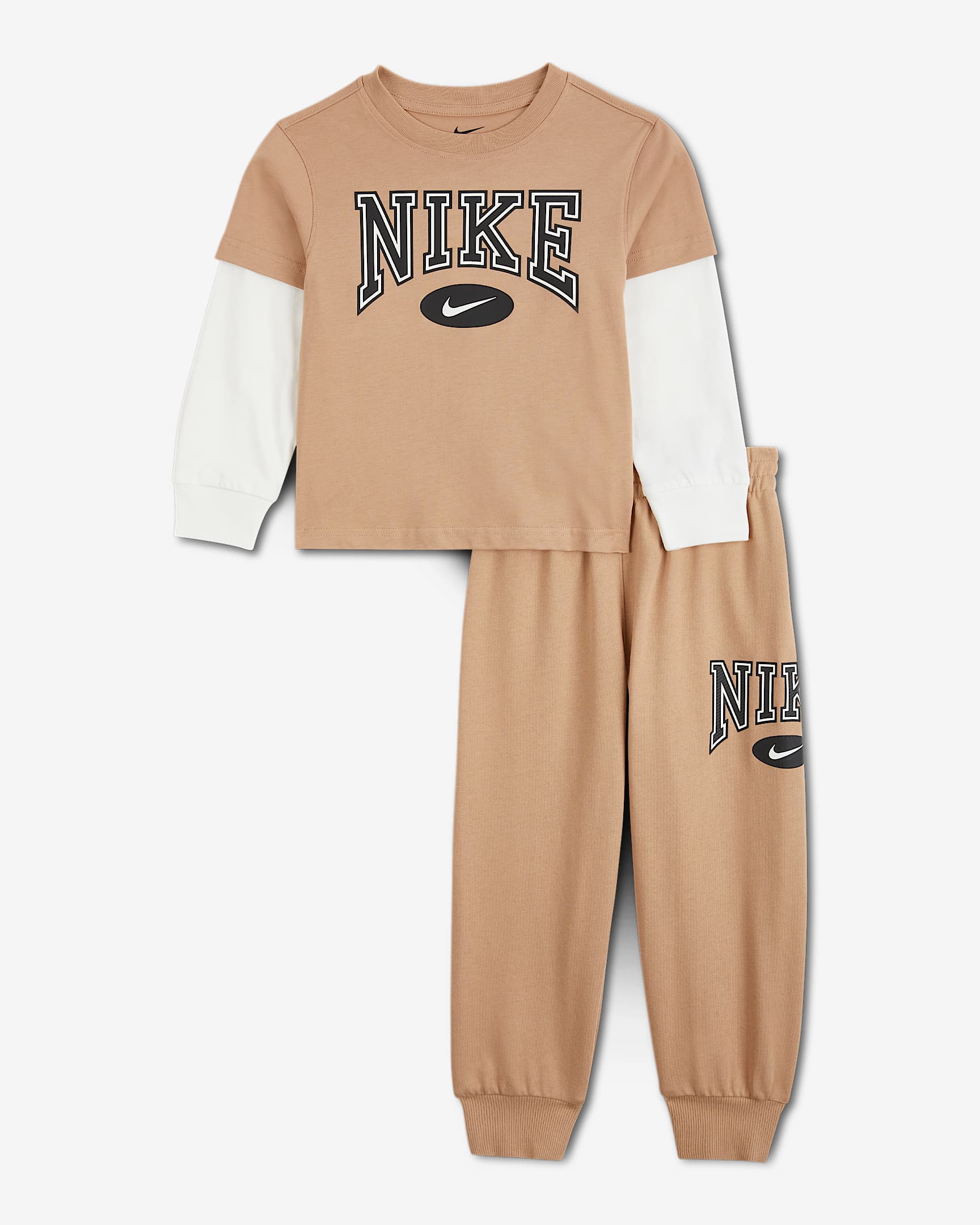Nike Essentials 幼童长袖T恤和长裤套装 - 麻黄