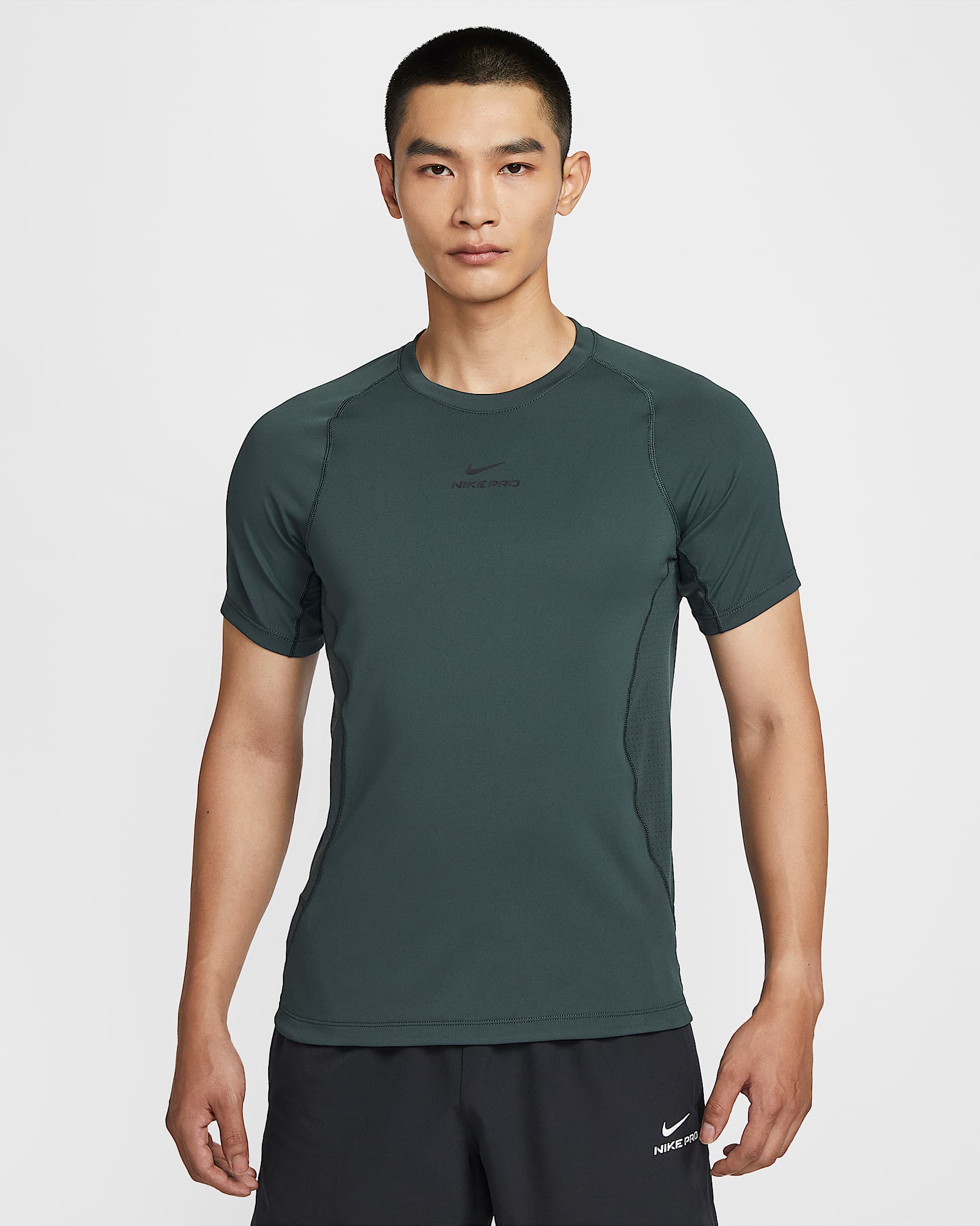 Nike Pro Training Dri-FIT 男子速干短袖训练上衣 - 海藻绿/黑