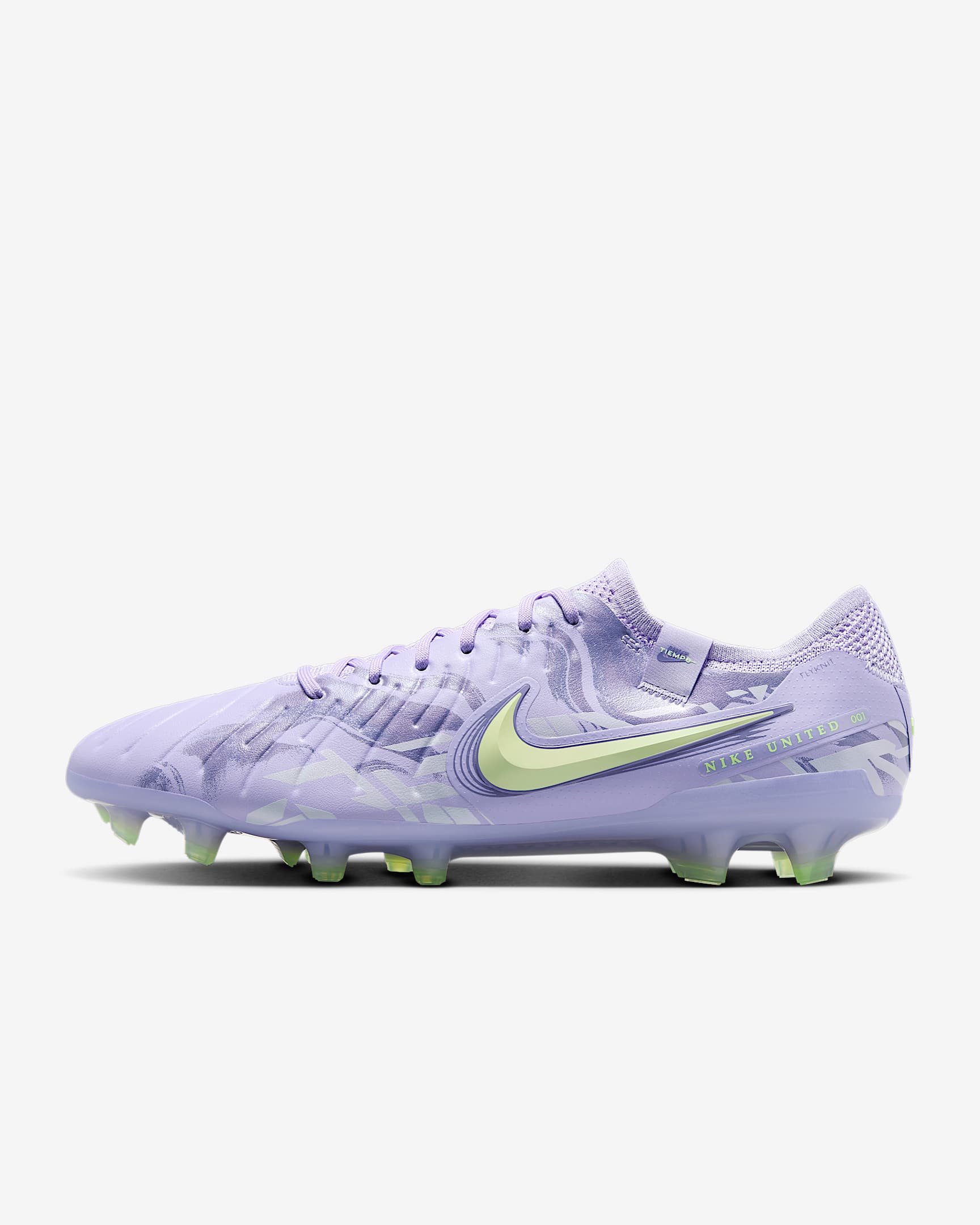 Nike United Tiempo Legend 10 Elite 耐克传奇系列男/女天然硬质草地低帮足球鞋 - 玛瑙紫/微黄绿