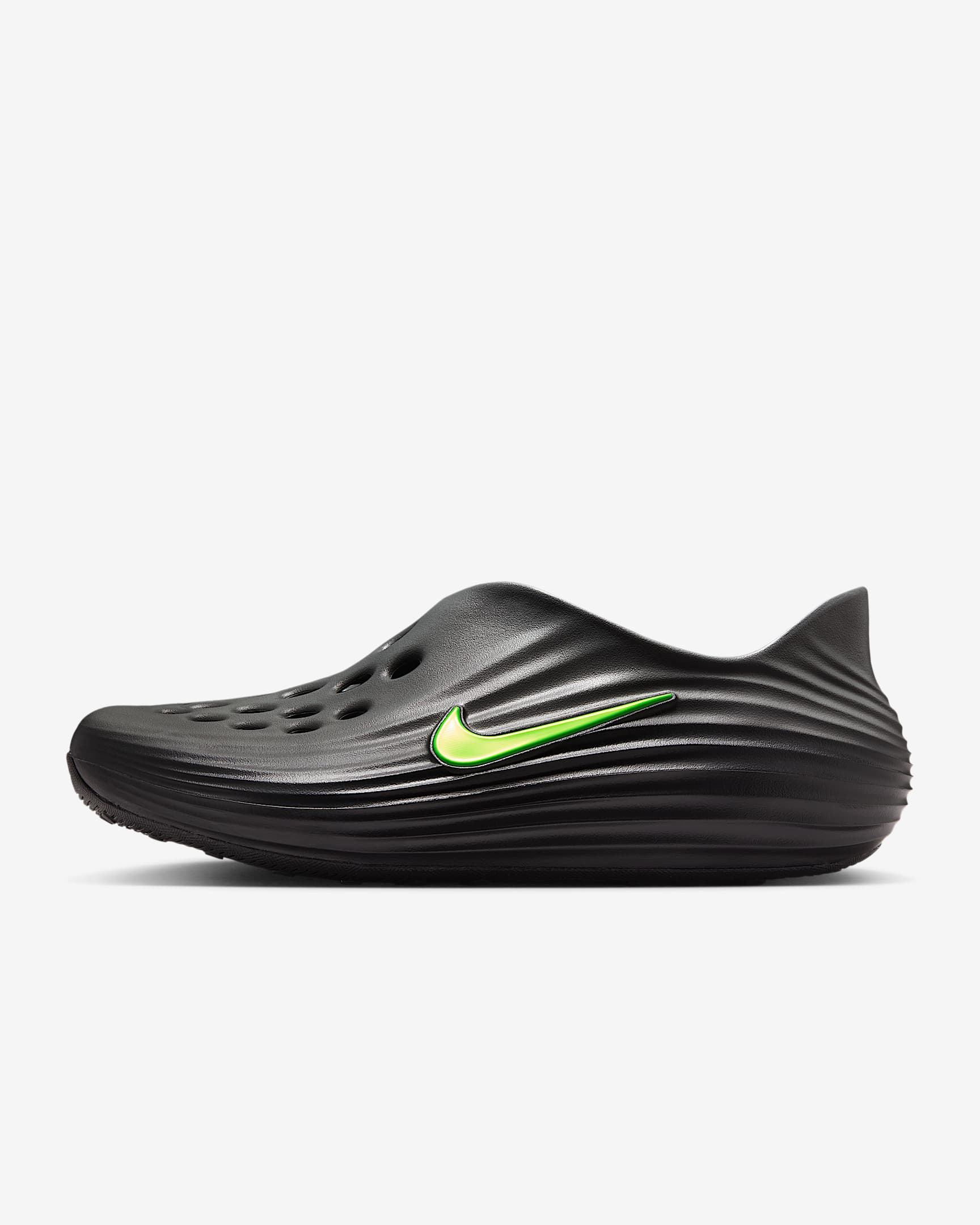 Nike ReactX Rejuven8 易穿脱男子凉鞋流沙鞋一脚蹬凉鞋 - 黑/冷灰/荧光黄