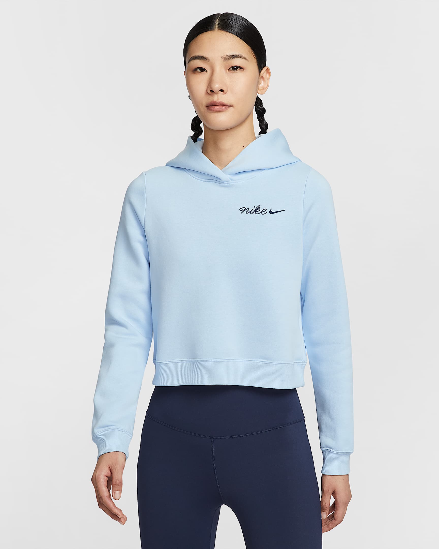Nike Sportswear Phoenix Fleece 女子加绒短款连帽衫 - 天青石蓝