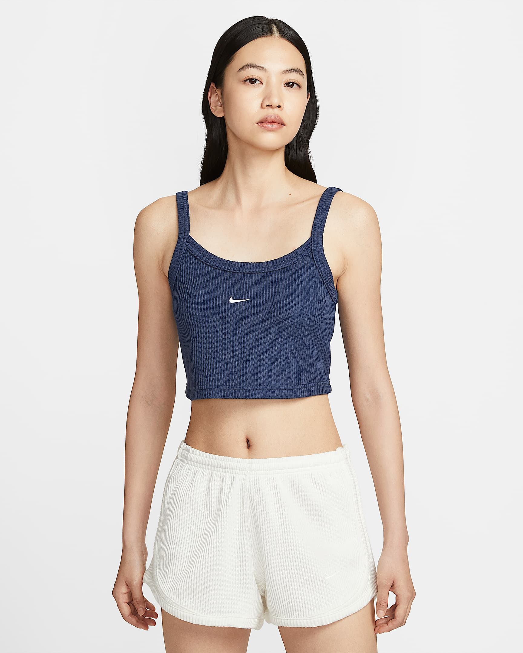 Nike Sportswear Chill Waffle 女子短款背心 - 深藏青/帆白