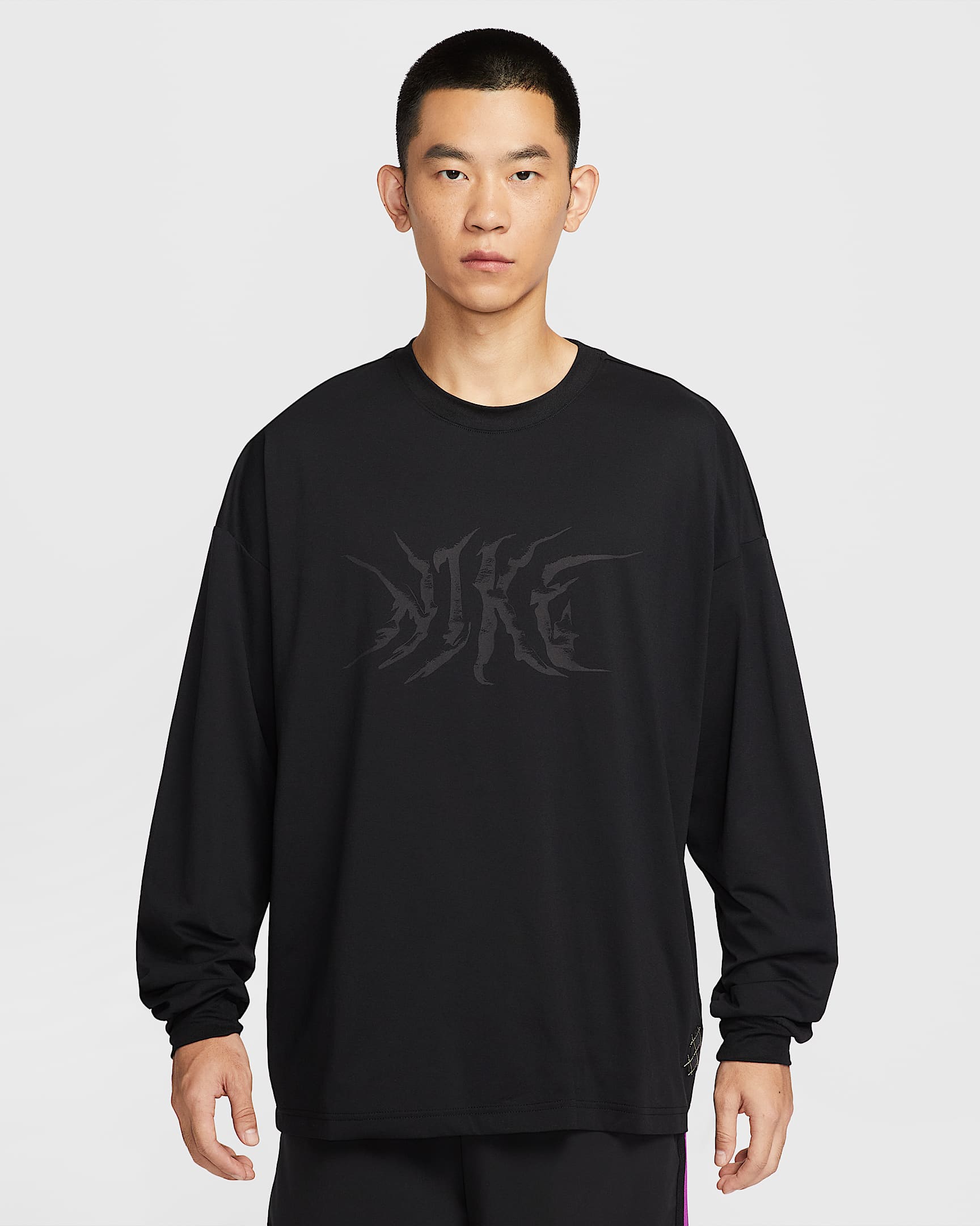 Nike Street Dri-FIT 男子速干篮球长袖上衣 - 黑/煤黑