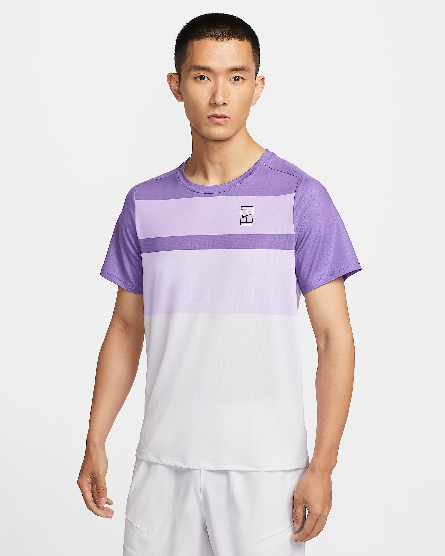 NikeCourt Advantage 男子速干网球上衣 - 暗紫/白色/黑