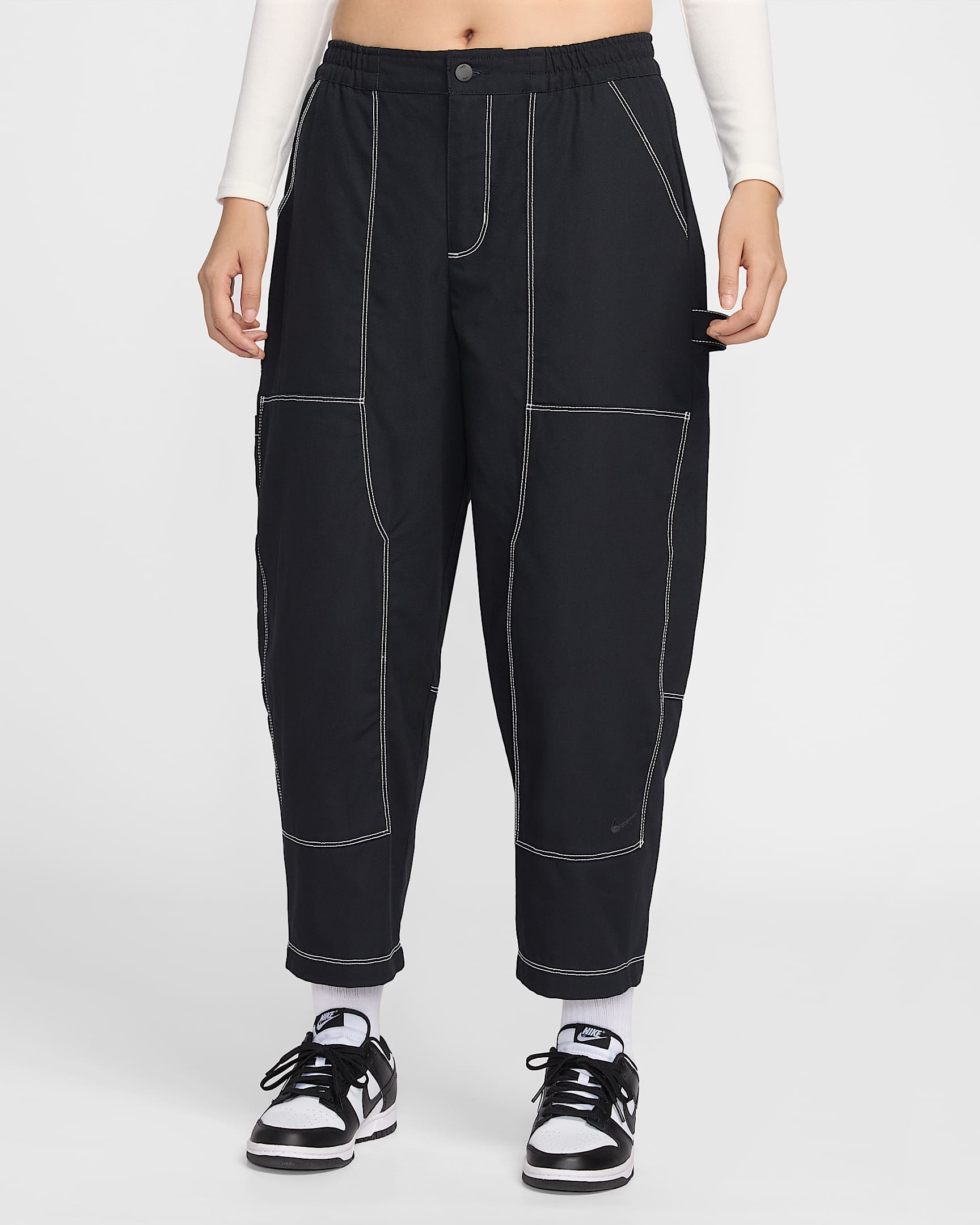 Nike Sportswear 女子宽松低腰工装九分裤 - 黑/氧化黑/黑