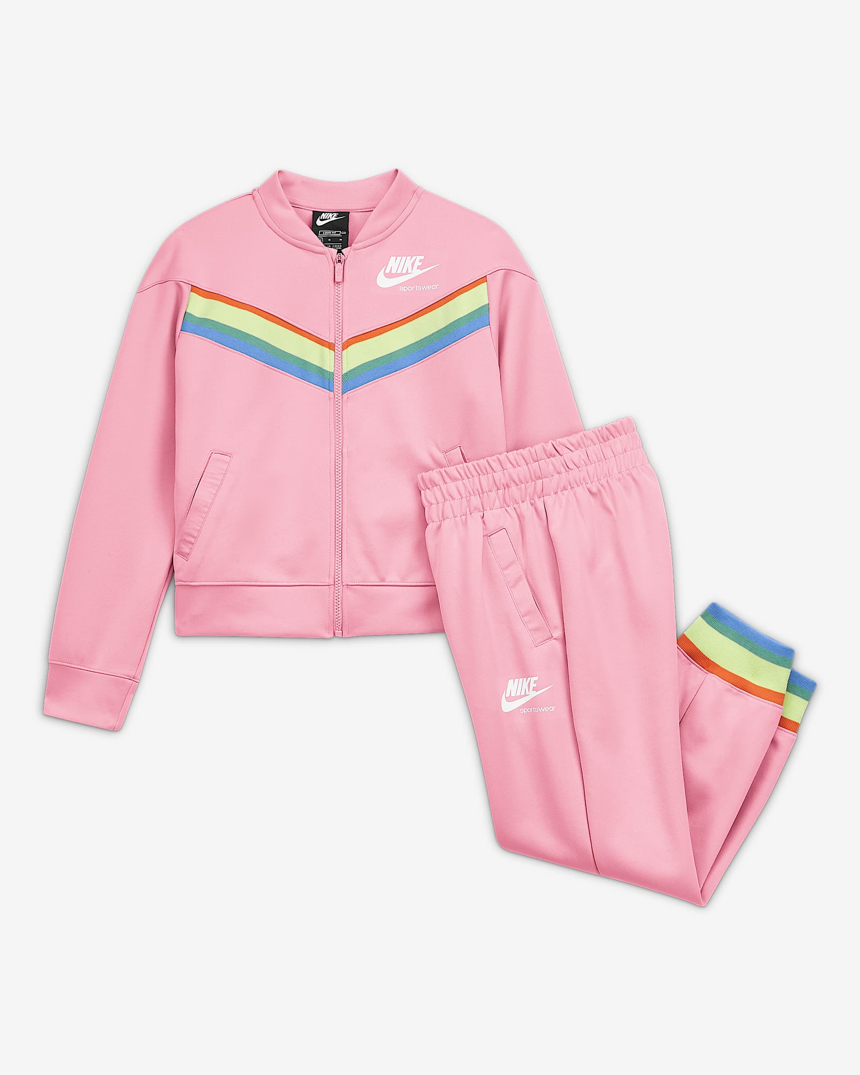 Nike Sportswear Heritage 大童（女孩）套装 - 粉色/白色