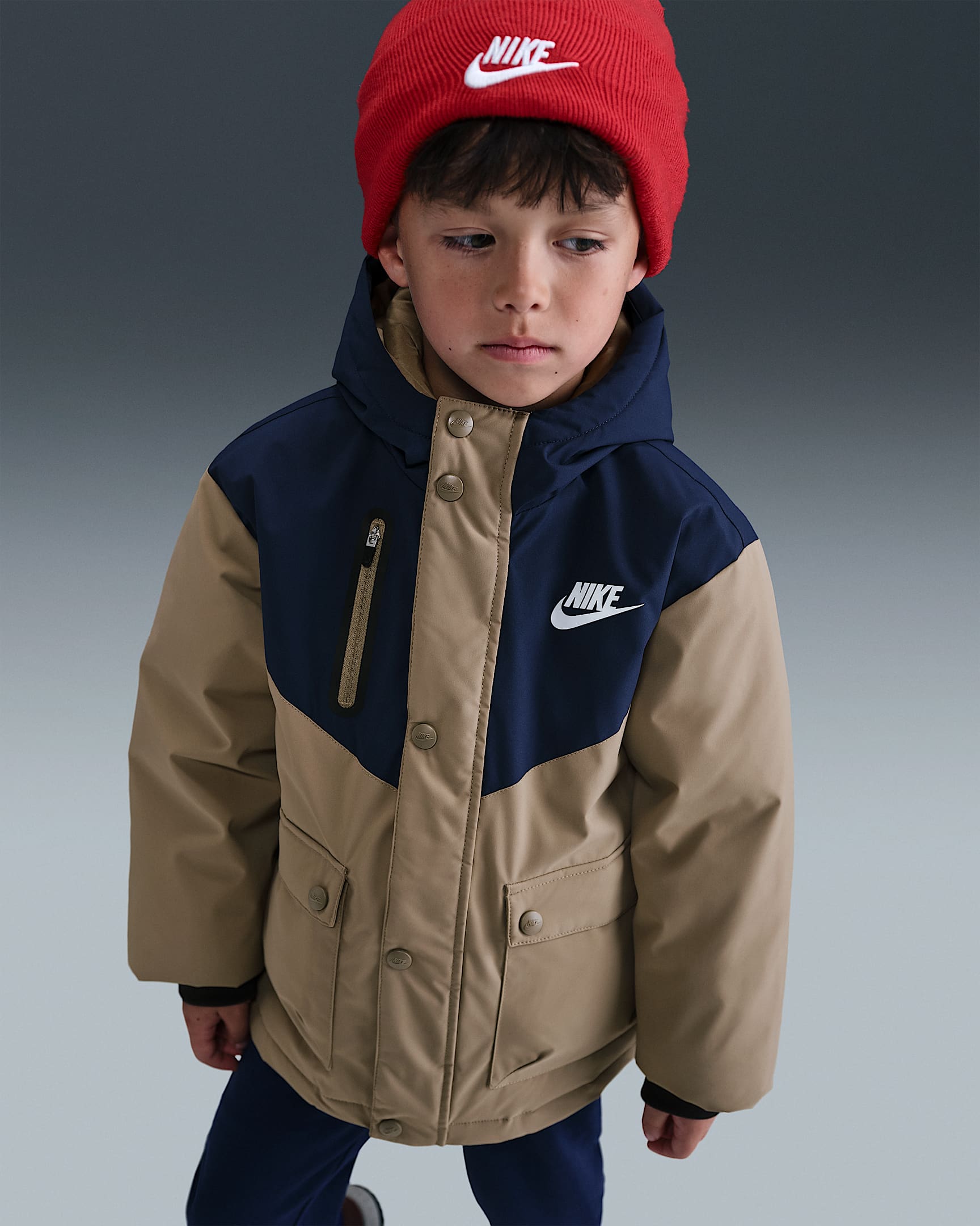 Nike 幼童三防羽绒工装夹克 - 卡其